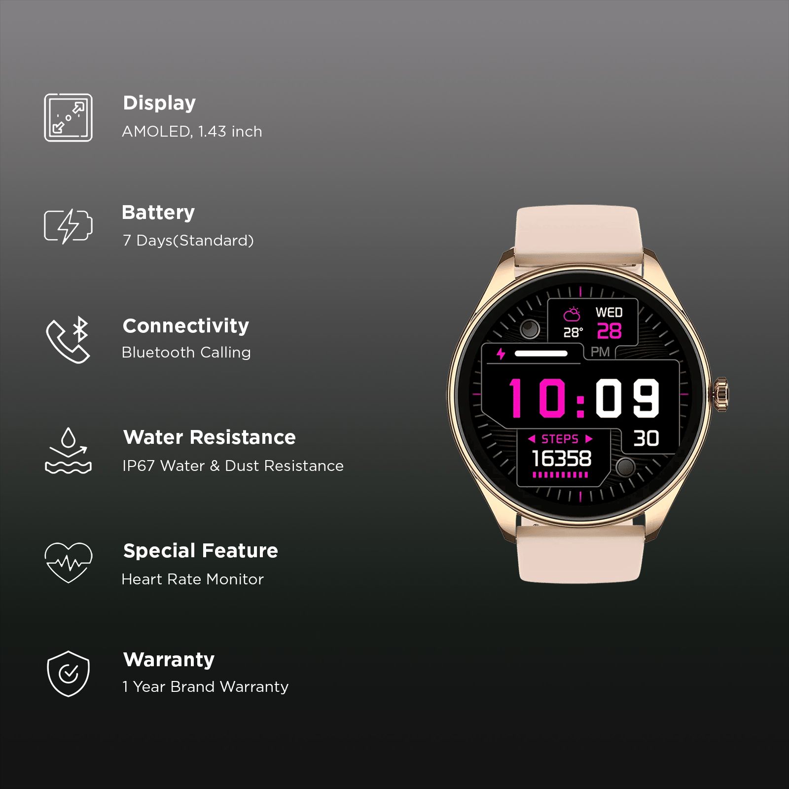 noise NoiseFit Twist 2 Smartwatch with Bluetooth Calling (36.32mm, AMOLED Display, IP67 Water Resistant, Rose Pink Strap) noise NoiseFit Twist 2 Smartwatch with Bluetooth Calling (36.32mm, AMOLED Display, IP67 Water Resistant, Rose Pink Strap)_2