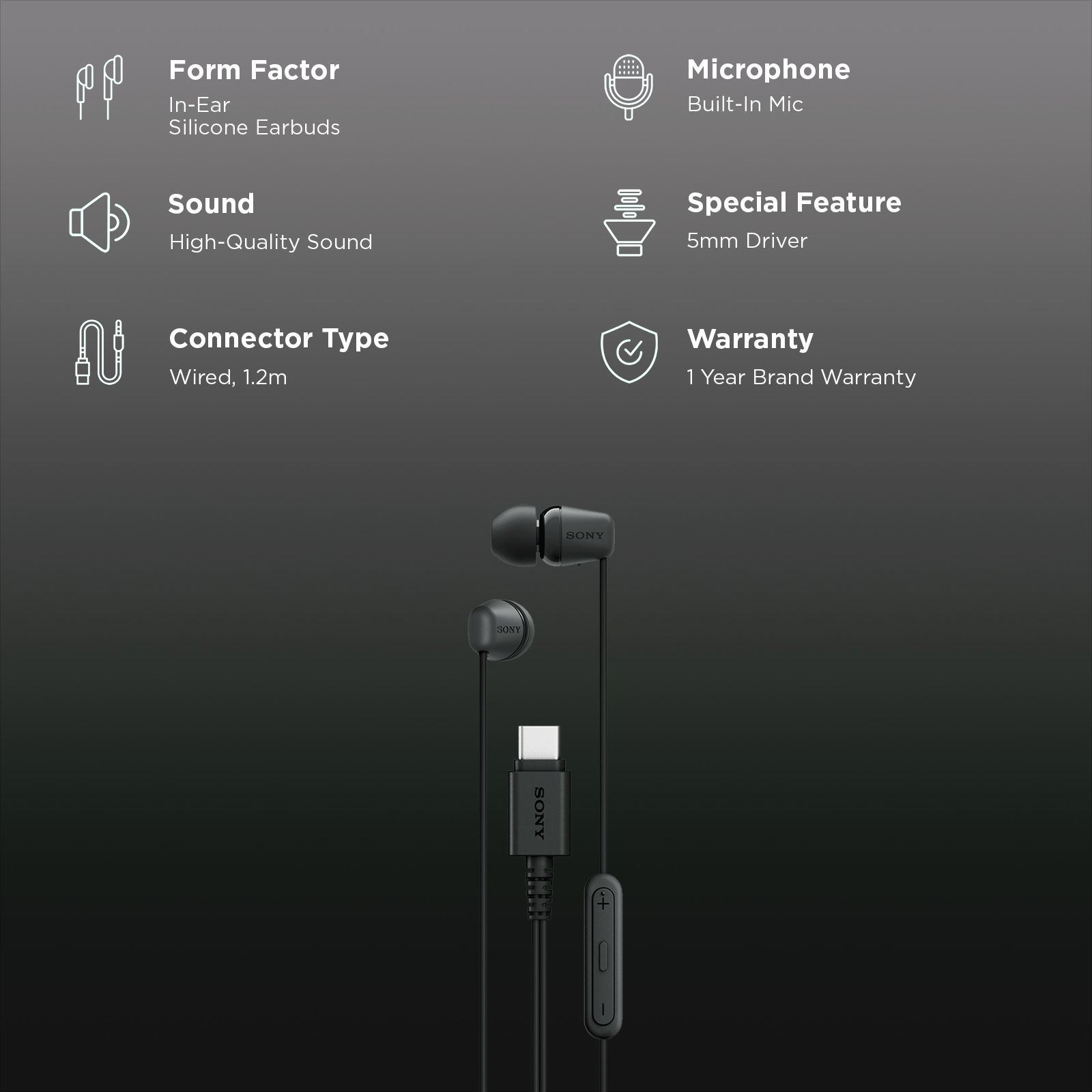 Sony IER-EX15C Wired Earphone with Mic (USB Type-C Connector, In Ear, Black)_2