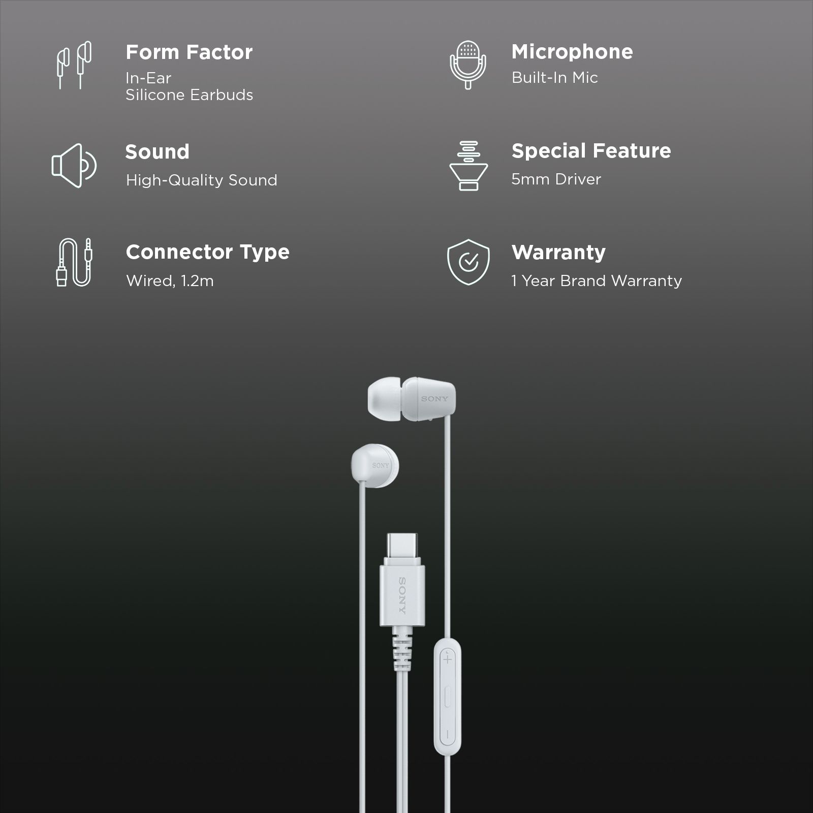 Sony IER-EX15C Wired Earphone with Mic (USB Type-C Connector, In Ear, White) Sony IER-EX15C Wired Earphone with Mic (USB Type-C Connector, In Ear, White)_2
