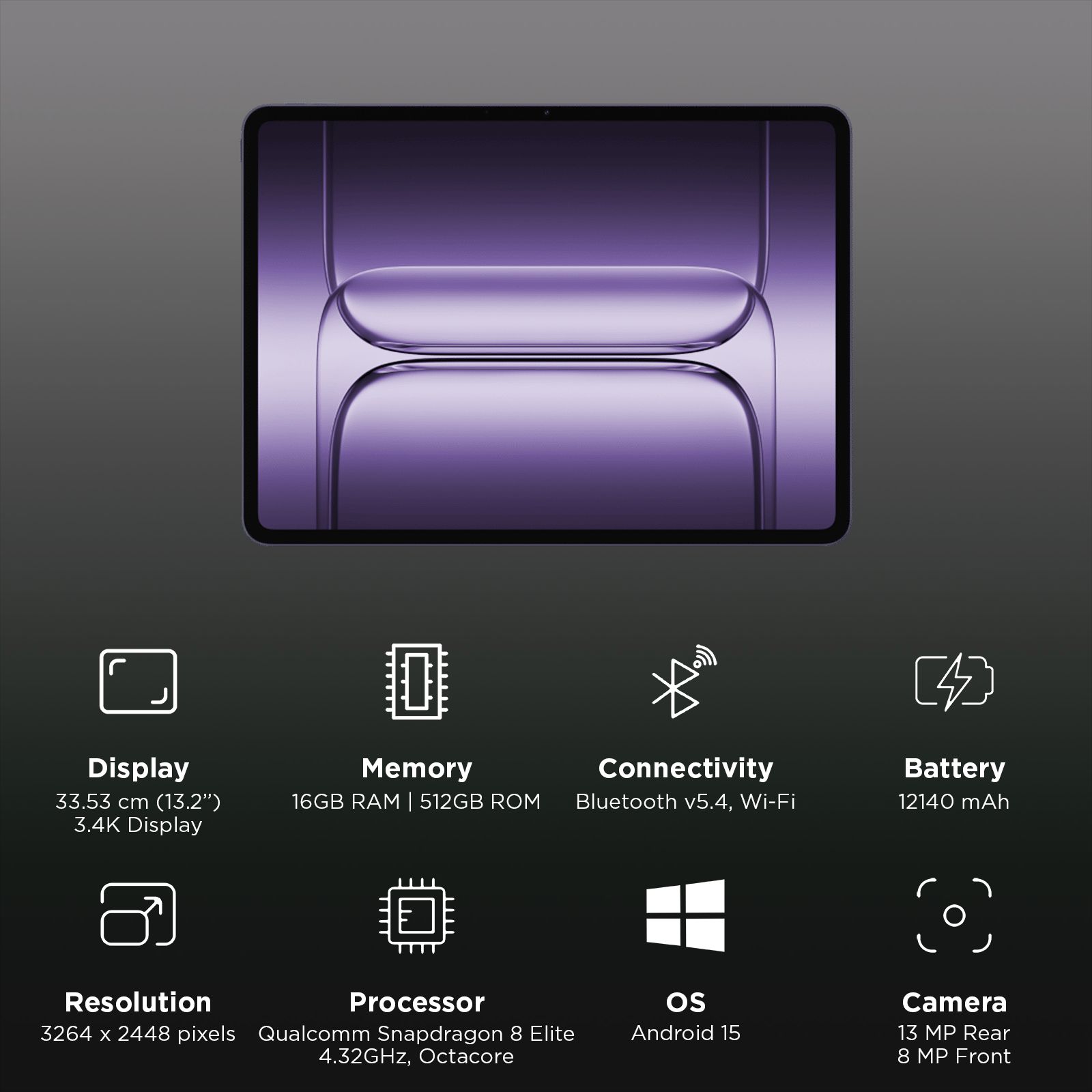 OnePlus Pad 3 Wi-Fi Android Tablet (13.2 Inch, 16GB RAM, 512GB ROM, Storm Blue) _3