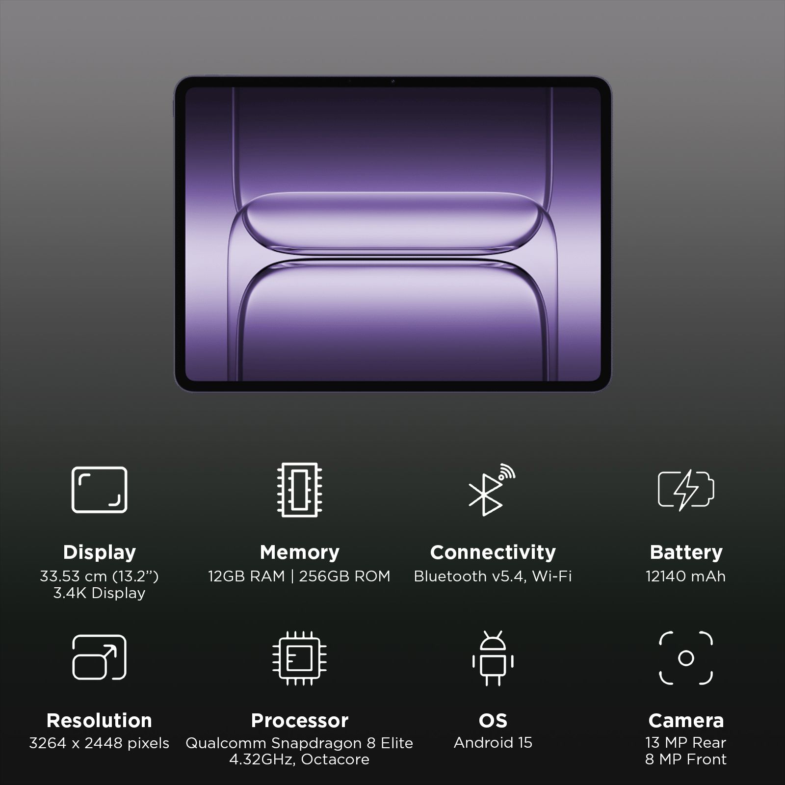 OnePlus Pad 3 Wi-Fi Android Tablet (13.2 Inch, 12GB RAM, 256GB ROM, Storm Blue) _3