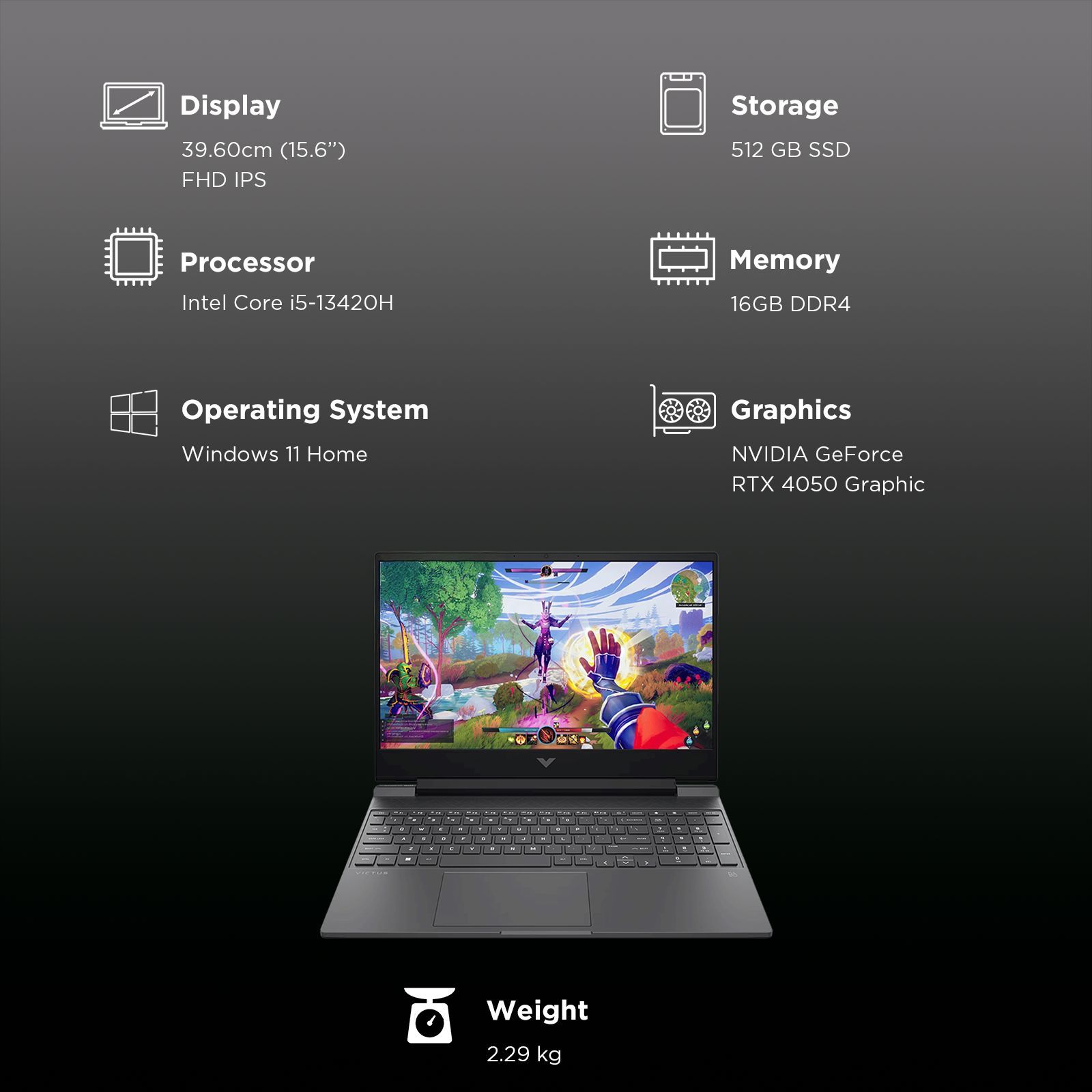 HP Victus 15-fa2375TX Intel Core i5 13th Gen Gaming Laptop (16GB, 512GB SSD, Windows 11 Home, 6GB Graphics, 15.6 inch 144 Hz Full HD IPS Display, NVIDIA GeForce RTX 4050, Performance Blue, 2.29 KG)_3