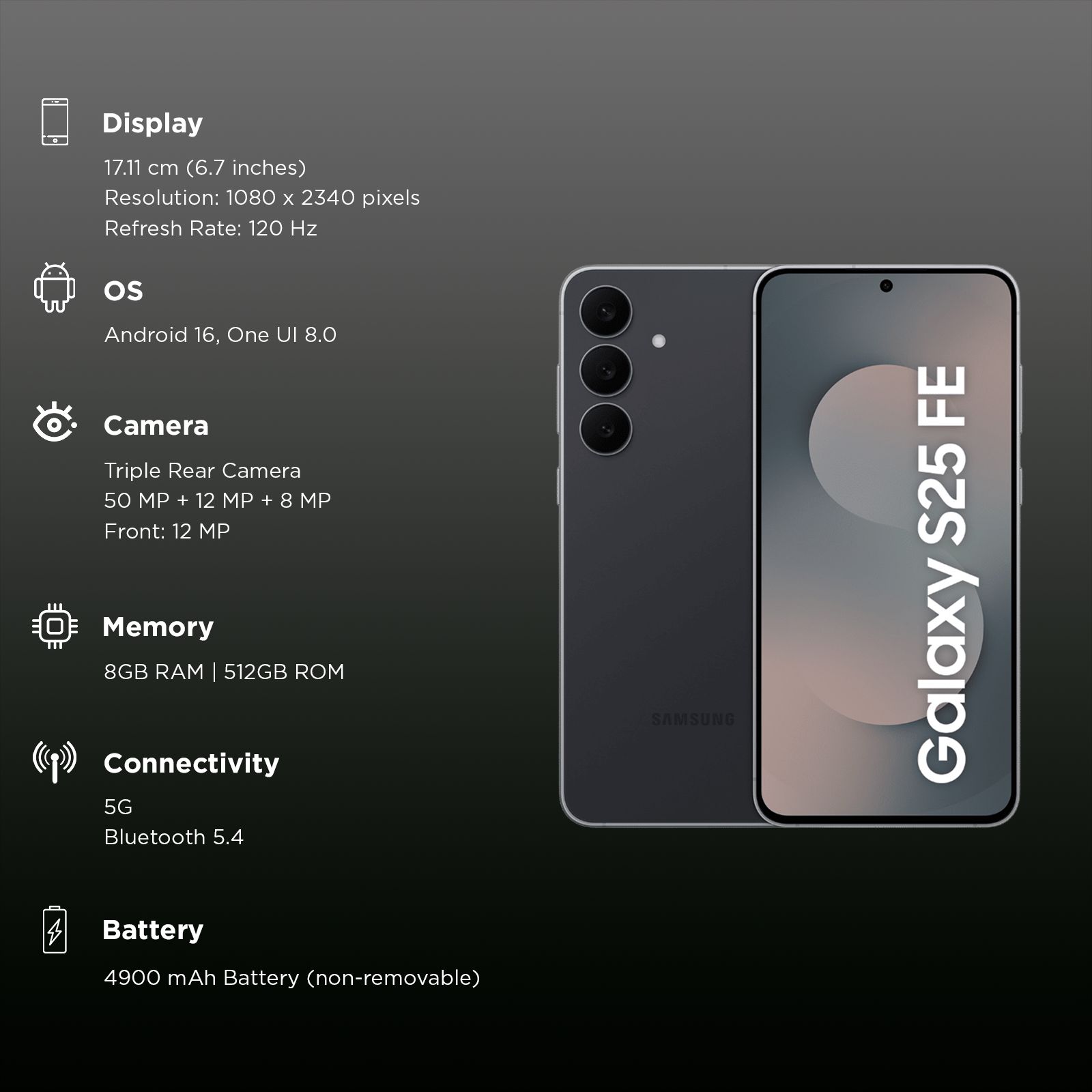 SAMSUNG Galaxy S25 FE 5G (8GB RAM, 512GB, Jetblack)_3