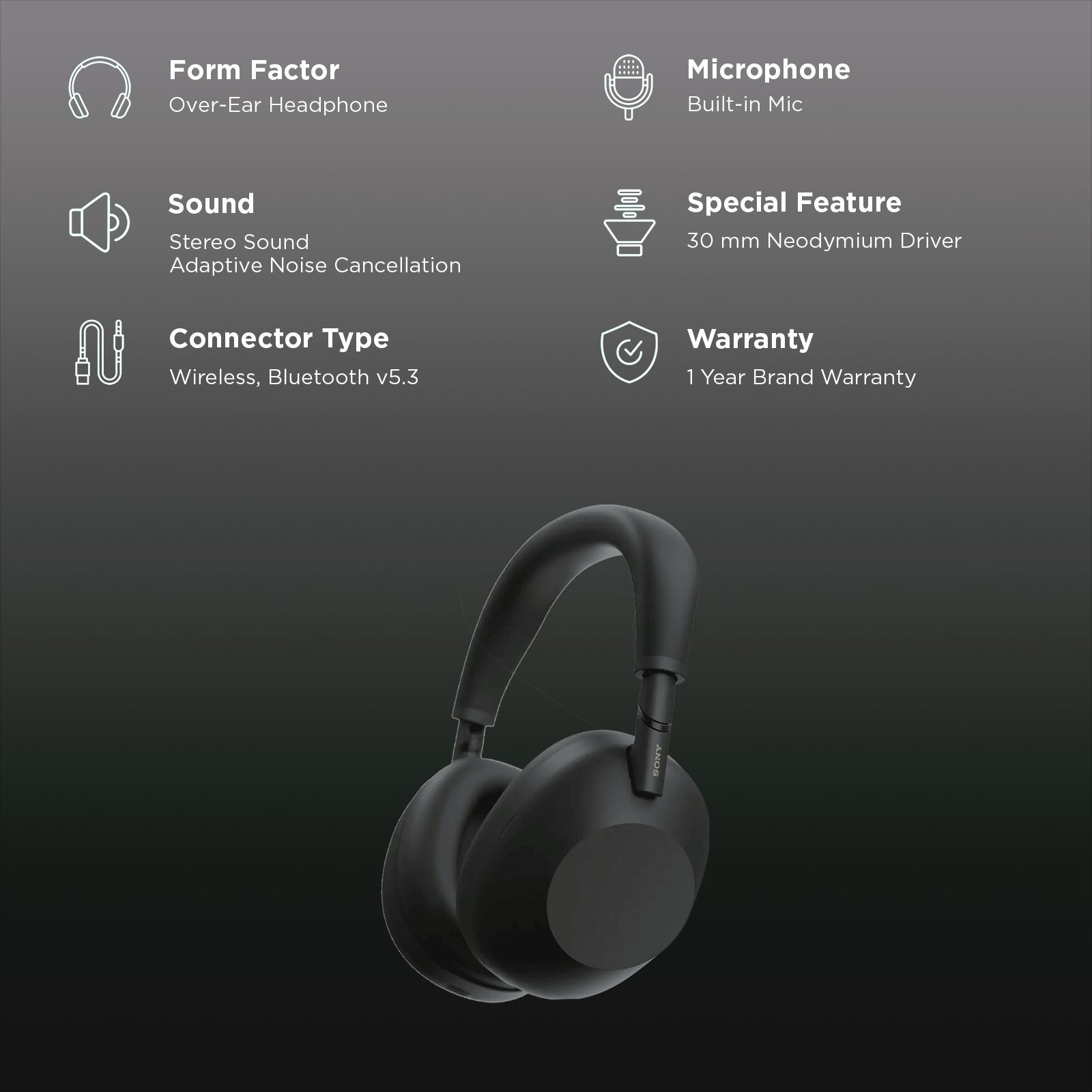 SONY 1000X Series WH-1000XM6 Bluetooth Headphone with Mic (Adaptive Noise Cancellation, Over Ear, Black)_2