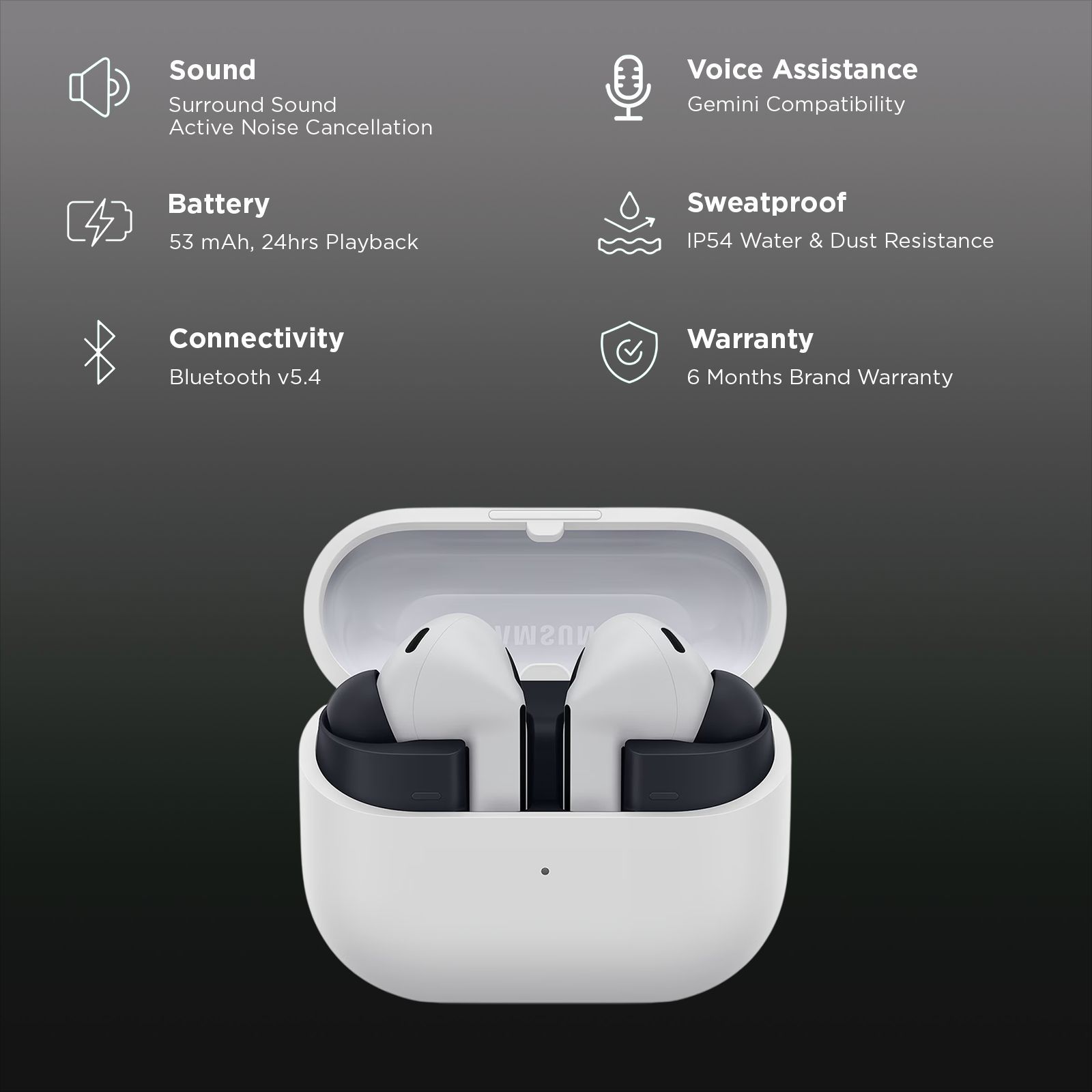 SAMSUNG Galaxy Buds3 FE SM-R420NZAAINU TWS Earbuds with Active Noise Cancellation (IP54 Water & Dust Resistant, Ambient Sound, Gray) SAMSUNG Galaxy Buds3 FE SM-R420NZAAINU TWS Earbuds with Active Noise Cancellation (IP54 Water & Dust Resistant, Ambient Sound, Gray)_3