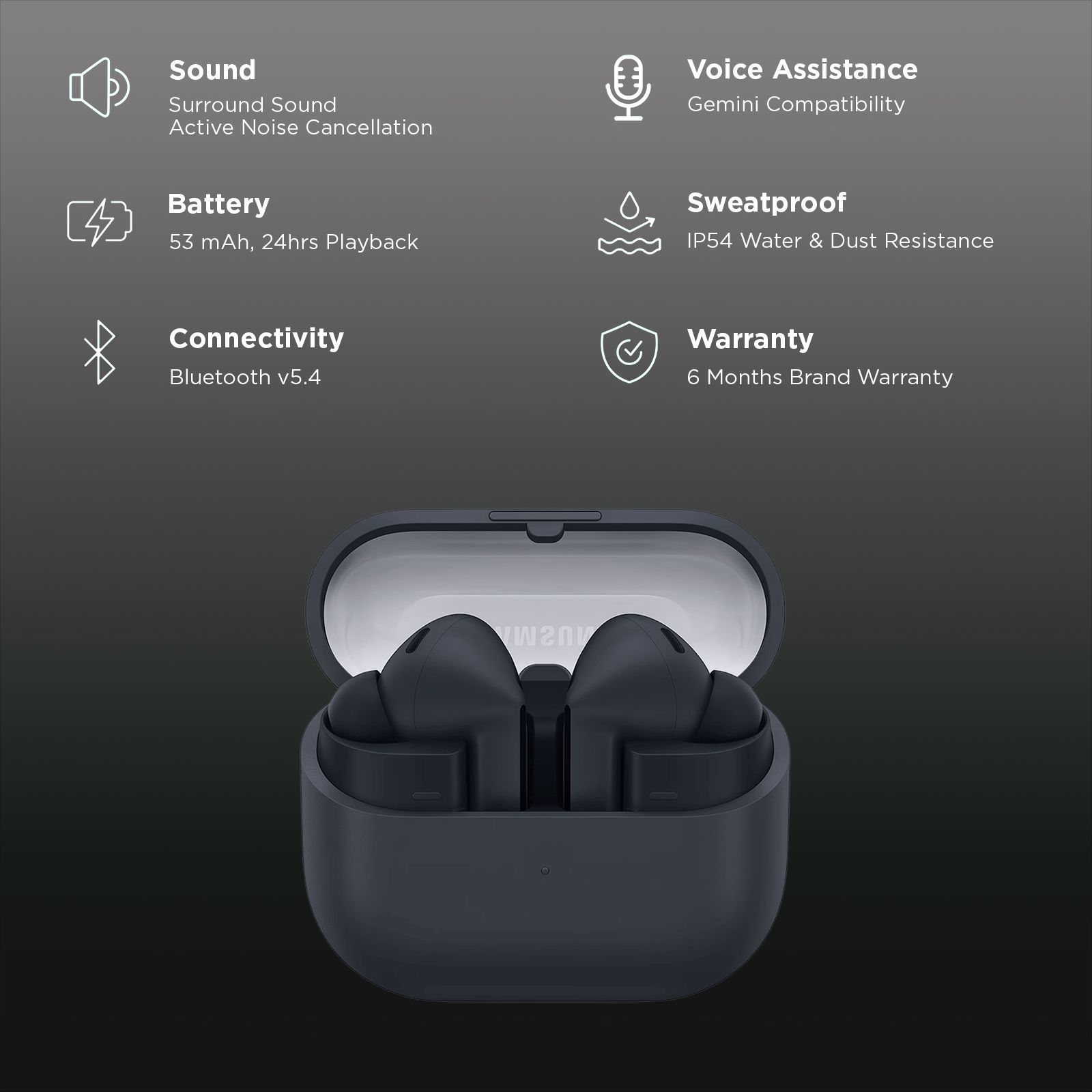 SAMSUNG Galaxy Buds3 FE SM-R420NZKAINU TWS Earbuds with Active Noise Cancellation (IP54 Water & Dust Resistant, Ambient Sound, Black)_3