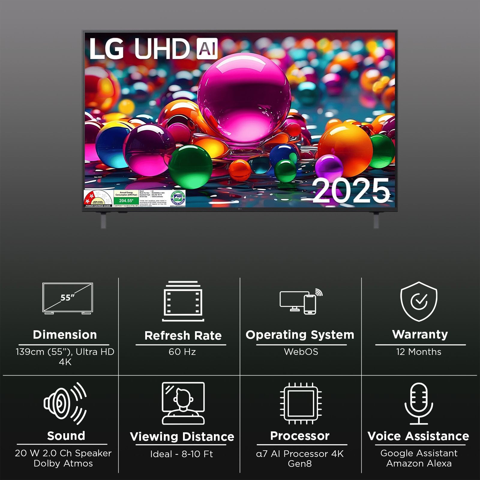 LG UA8200 140 cm (55 inch) 4K Ultra HD Smart WebOS TV with Dolby Atmos (2025 Model)_3