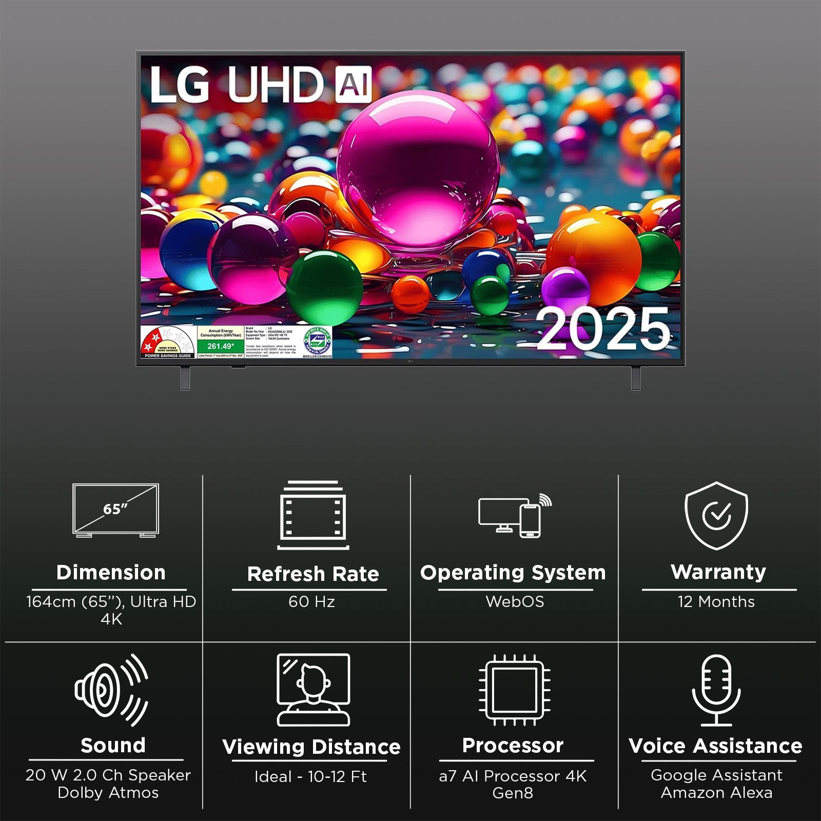 LG UA8200 165 cm (65 inch) 4K Ultra HD Smart WebOS TV with Dolby Atmos (2025 Model)_3