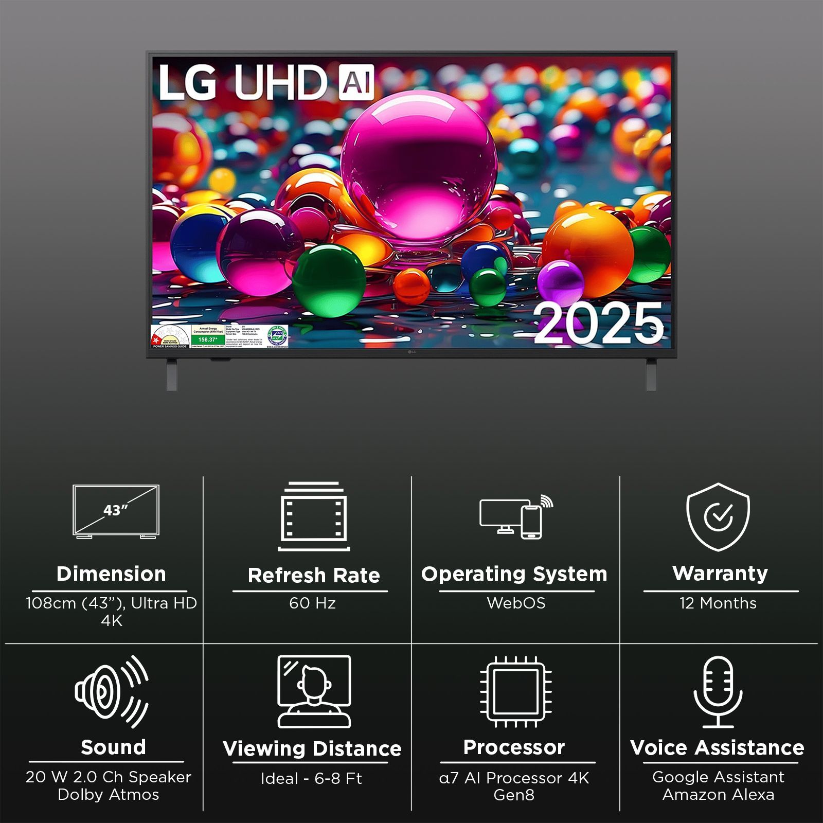 LG UA8200 109 cm (43 inch) 4K Ultra HD Smart WebOS TV with Dolby Atmos (2025 Model)_3