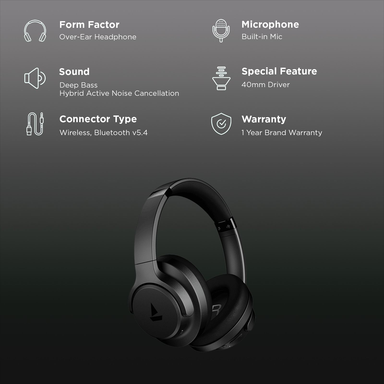 boAt Rockerz 512 ANC Bluetooth Headphone with Mic (ENx Technology, Over Ear, Cosmic Black)_2