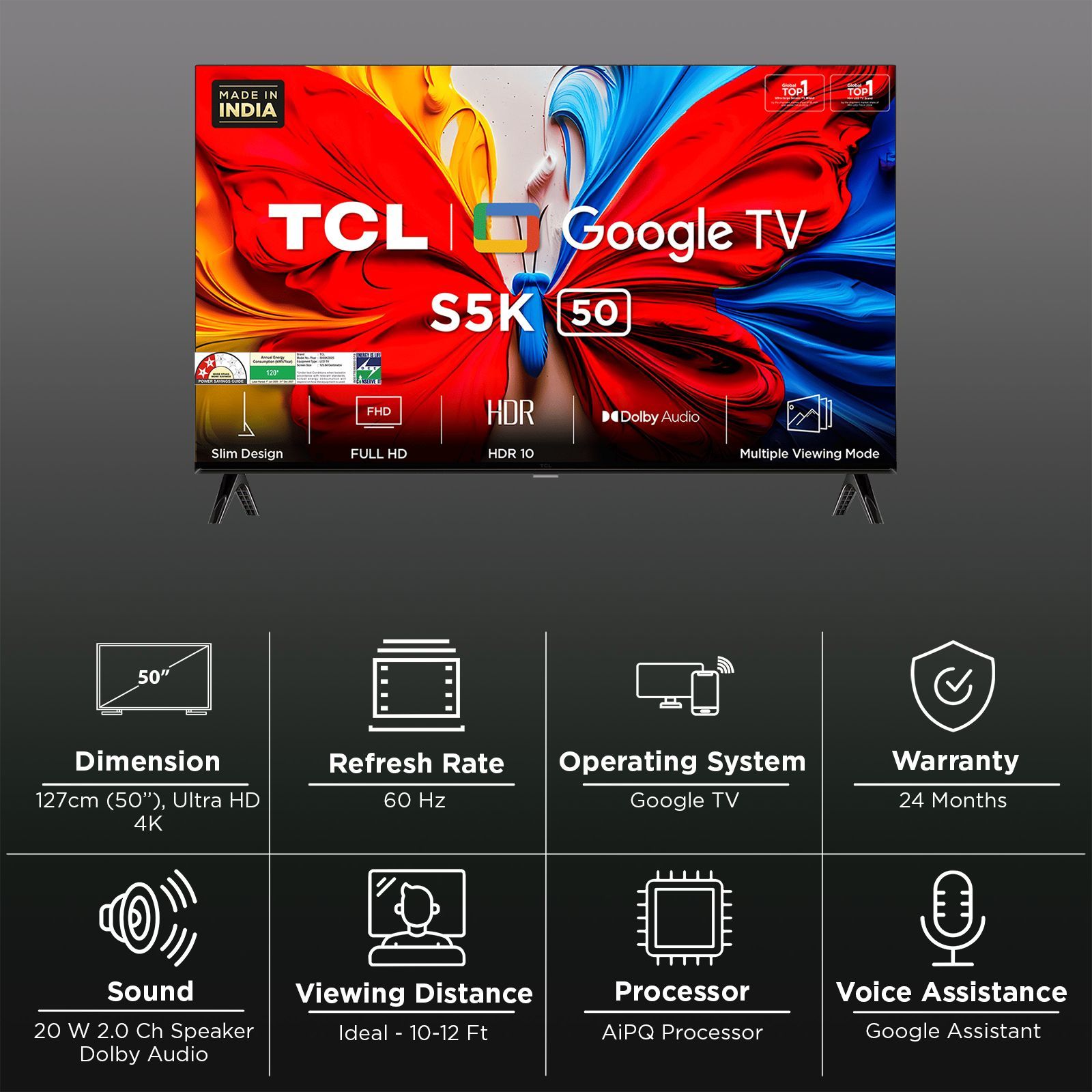 TCL S5K 127 cm (50 inch) QLED 2K Full HD Smart Google TV with Google Assistant (2025 model)_3