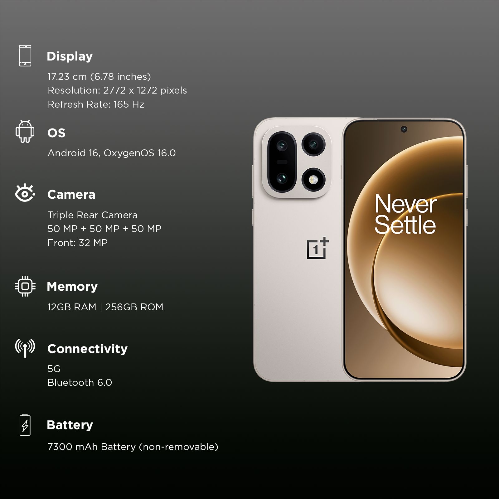 OnePlus 15 5G (12GB RAM, 256GB, Sand Storm) OnePlus 15 5G (12GB RAM, 256GB, Sand Storm)_2