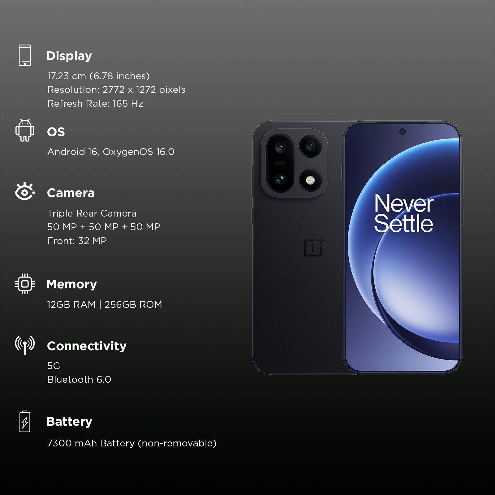 OnePlus 15 5G (12GB RAM, 256GB, Infinite Black) OnePlus 15 5G (12GB RAM, 256GB, Infinite Black)_2