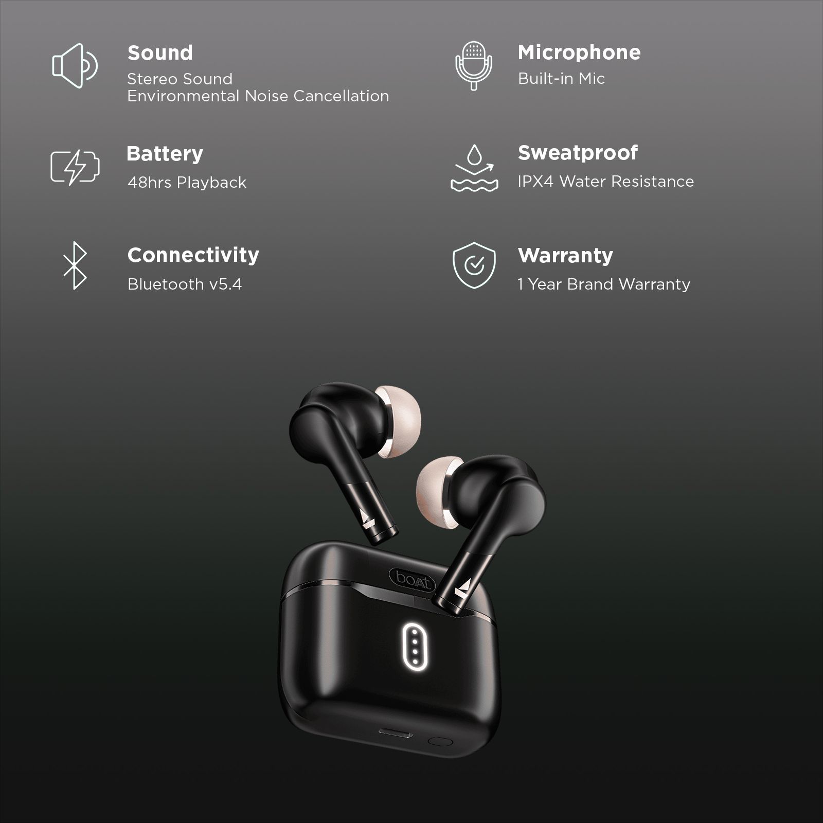 boAt Airdopes 148 Gen 2 TWS Earbuds with Environmental Noise Cancellation (IPX4 Water Resistant, Quad Mics, Active Black)_3