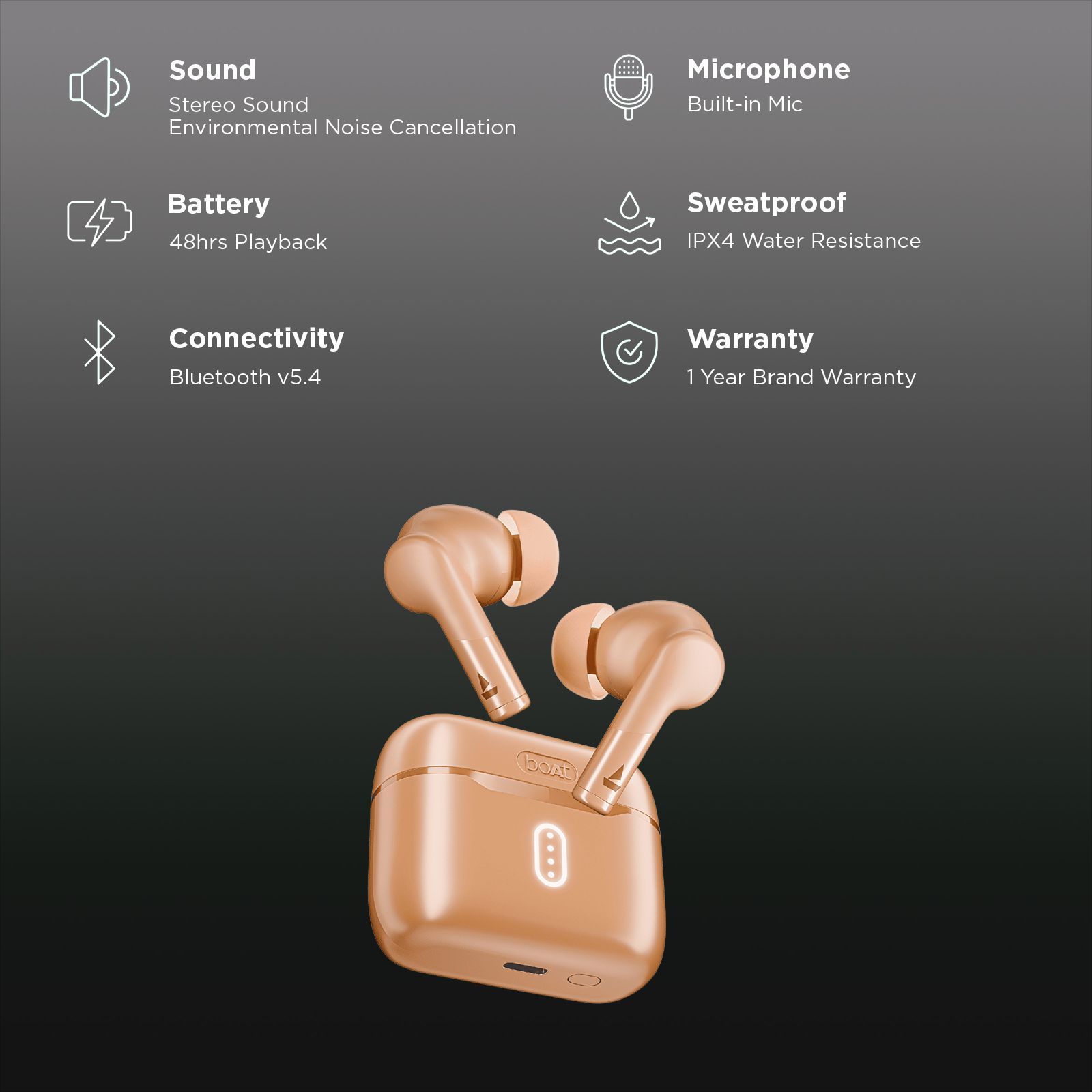 boAt Airdopes 148 Gen 2 TWS Earbuds with Environmental Noise Cancellation (IPX4 Water Resistant, Quad Mics, Orange)_3