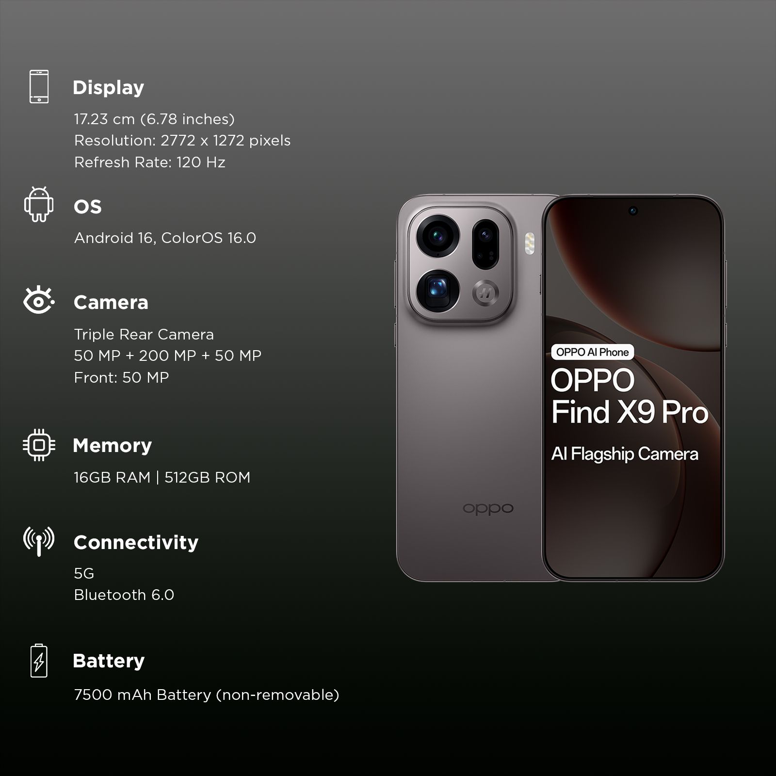 oppo Find X9 Pro 5G (16GB RAM, 512GB, Titanium Charcoal)_3