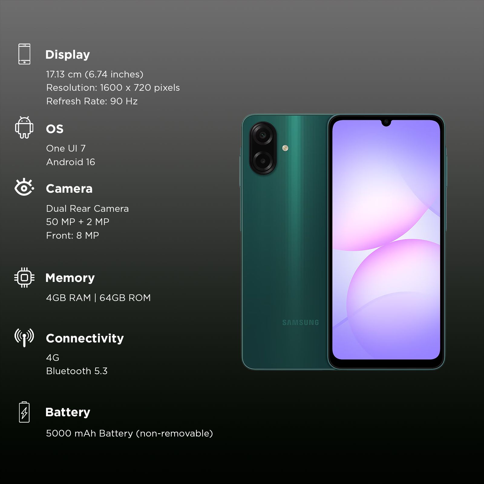 SAMSUNG Galaxy A07 4G (4GB RAM, 64GB, Green)_3