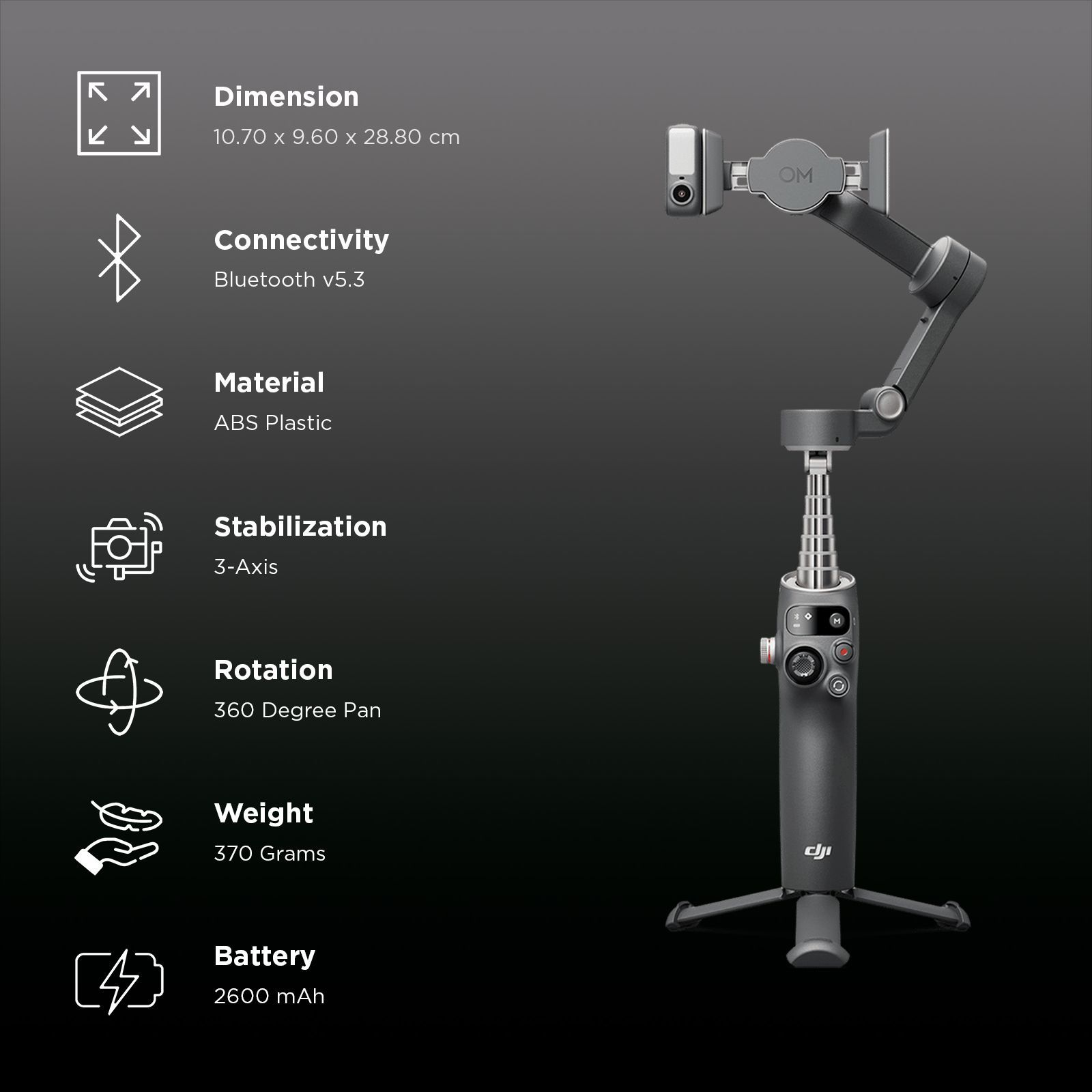 DJI OSMO 8 3-Axis Gimble for Mobile (Active Track 7.0, Black)_2