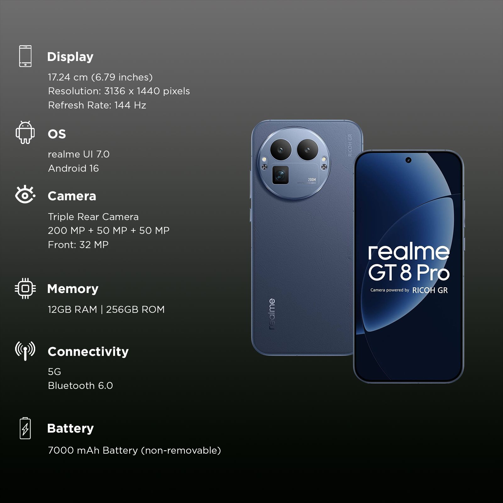 realme GT 8 Pro 5G (12GB RAM, 256GB, Urban Blue)_3