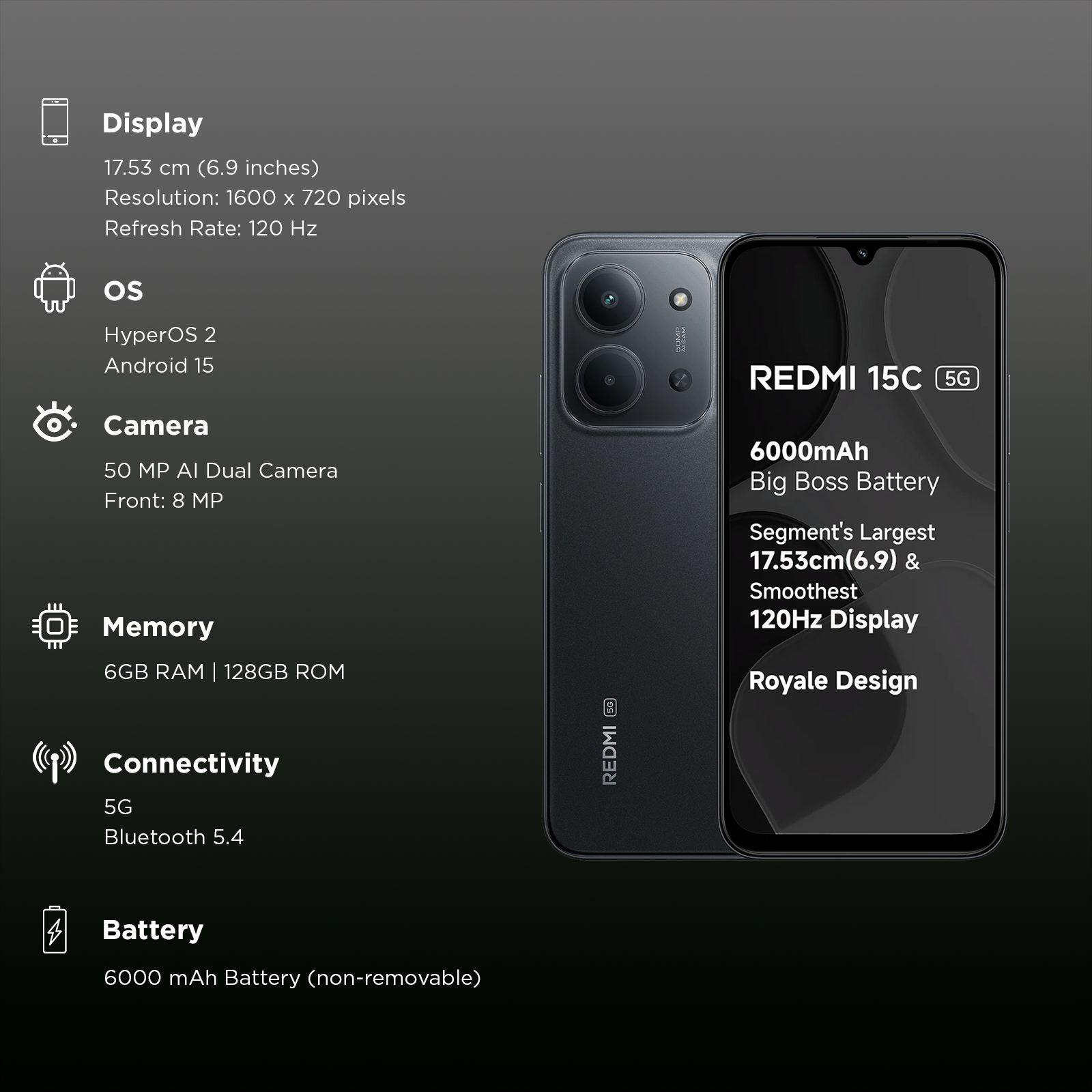 Redmi 15C 5G (6GB RAM, 128GB, Midnight Black) Redmi 15C 5G (6GB RAM, 128GB, Midnight Black)_3