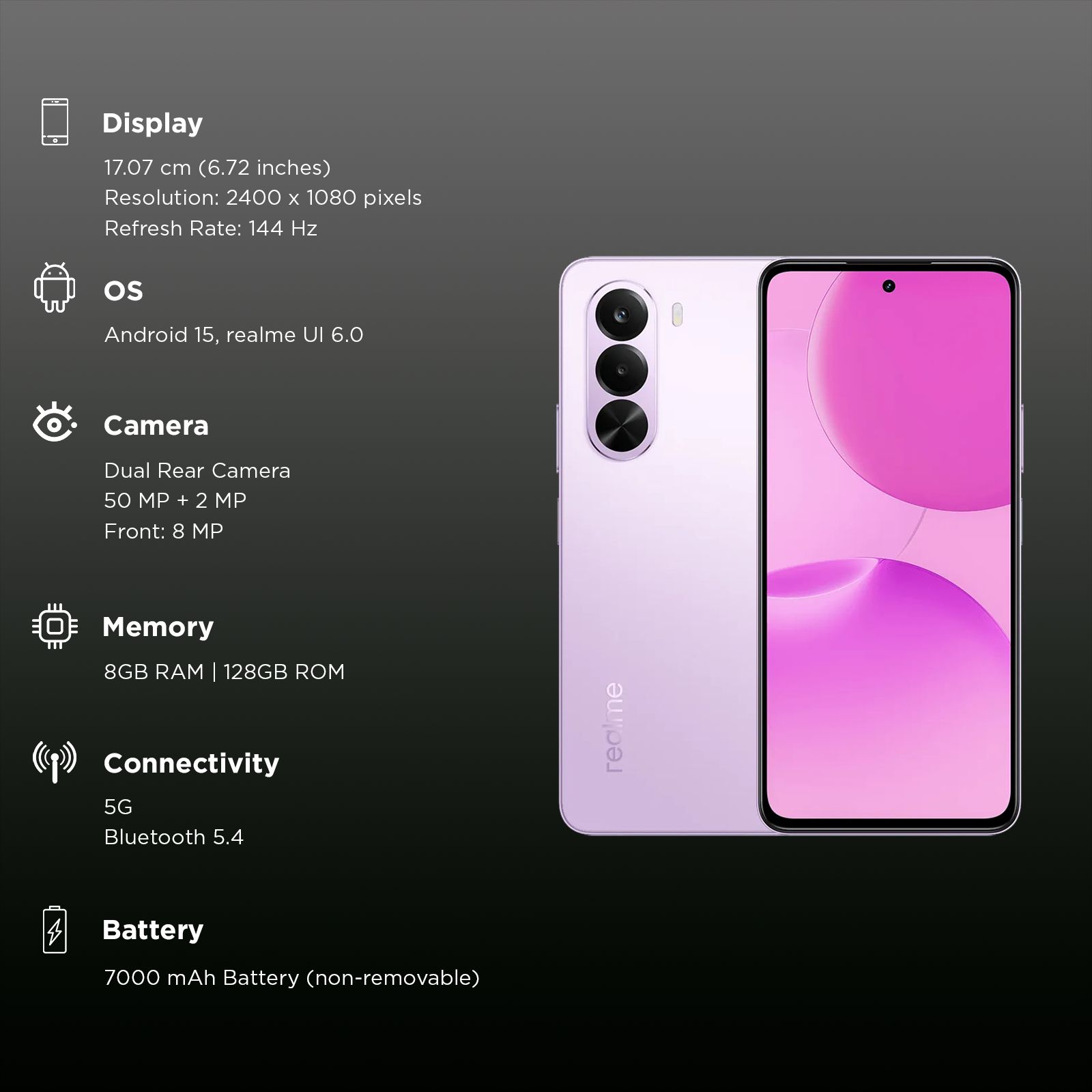 realme P4x 5G (8GB RAM, 128GB, Elegant Pink)_3