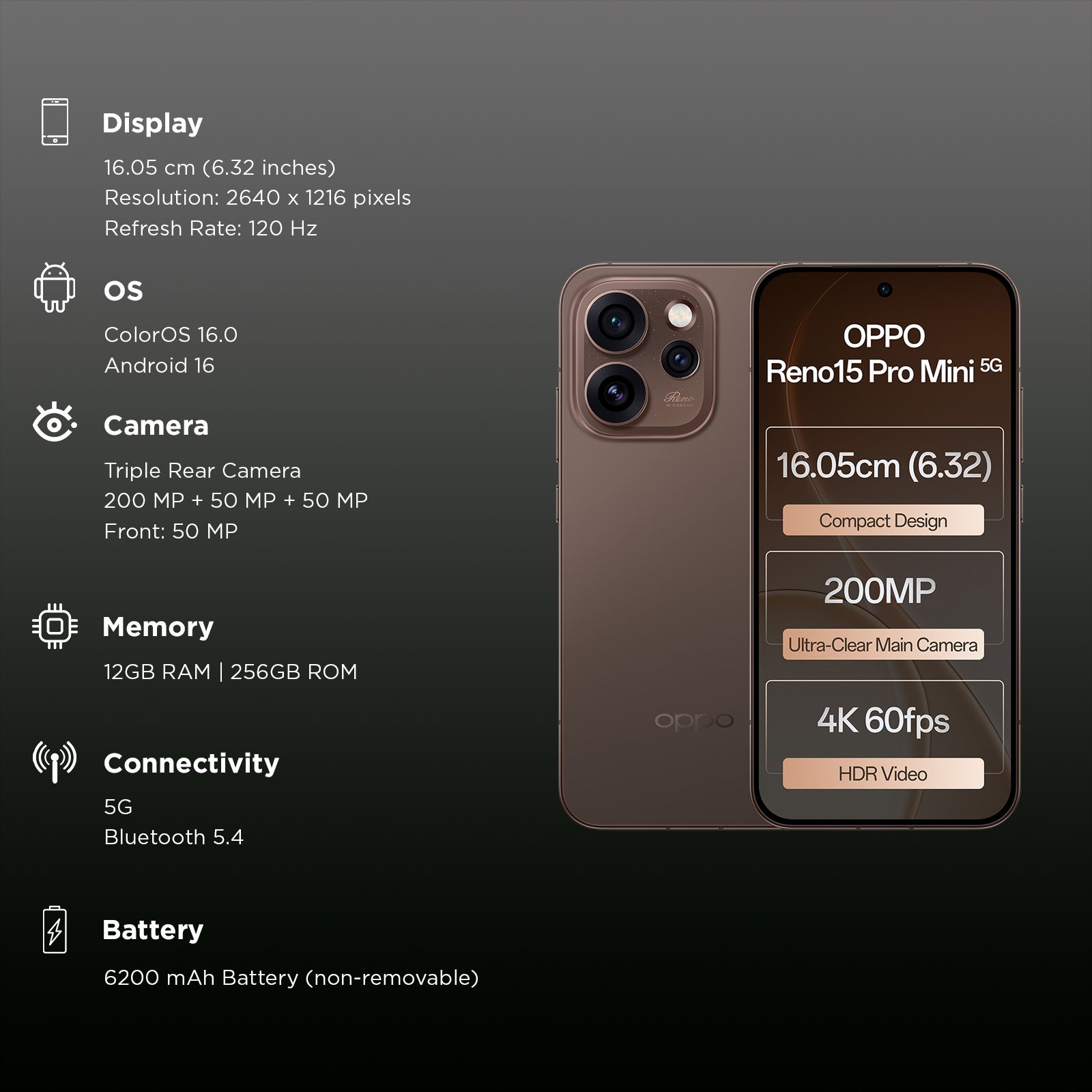 oppo Reno15 Pro Mini 5G (12GB RAM, 256GB, Cocoa Brown)_2