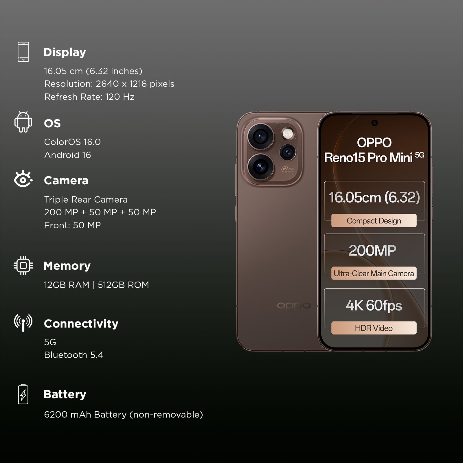oppo Reno15 Pro Mini 5G (12GB RAM, 512GB, Cocoa Brown)_2