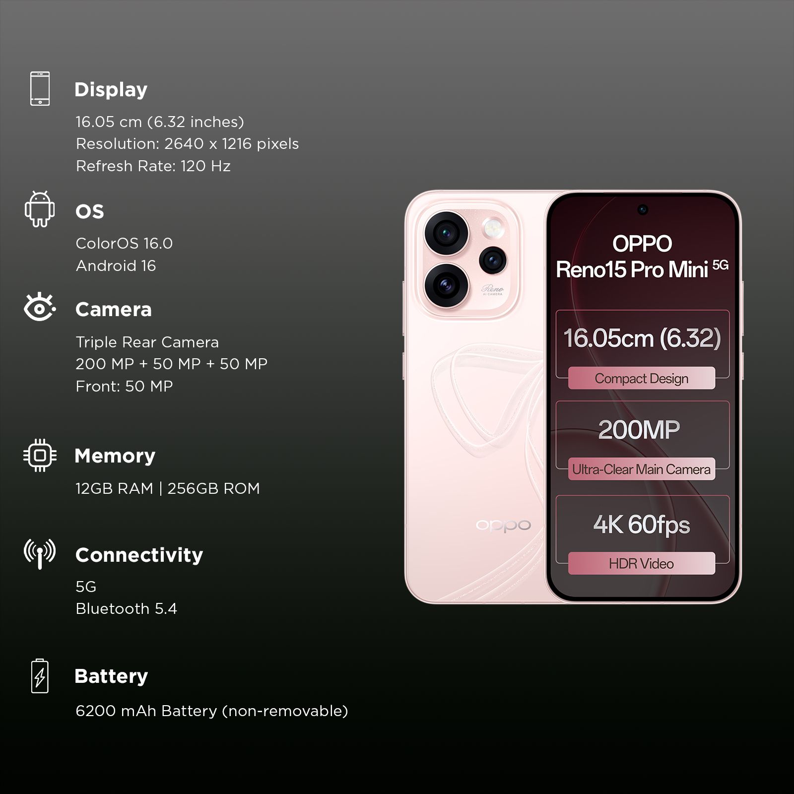 oppo Reno15 Pro Mini 5G (12GB RAM, 256GB, Crystal Pink)_3