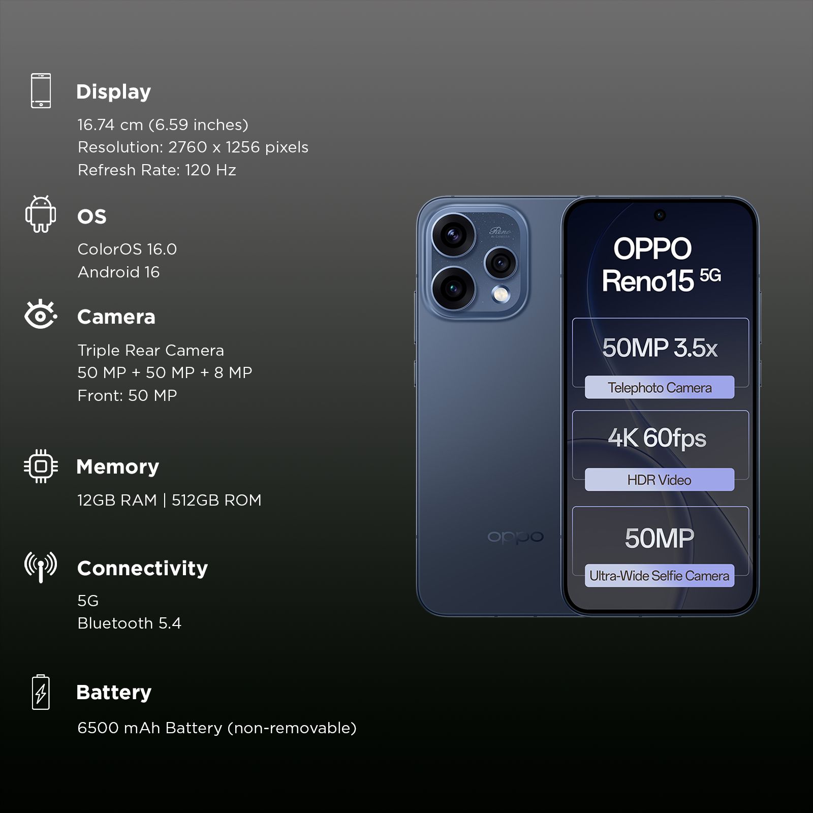 oppo Reno15 5G (12GB RAM, 512GB, Twilight Blue) oppo Reno15 5G (12GB RAM, 512GB, Twilight Blue)_2