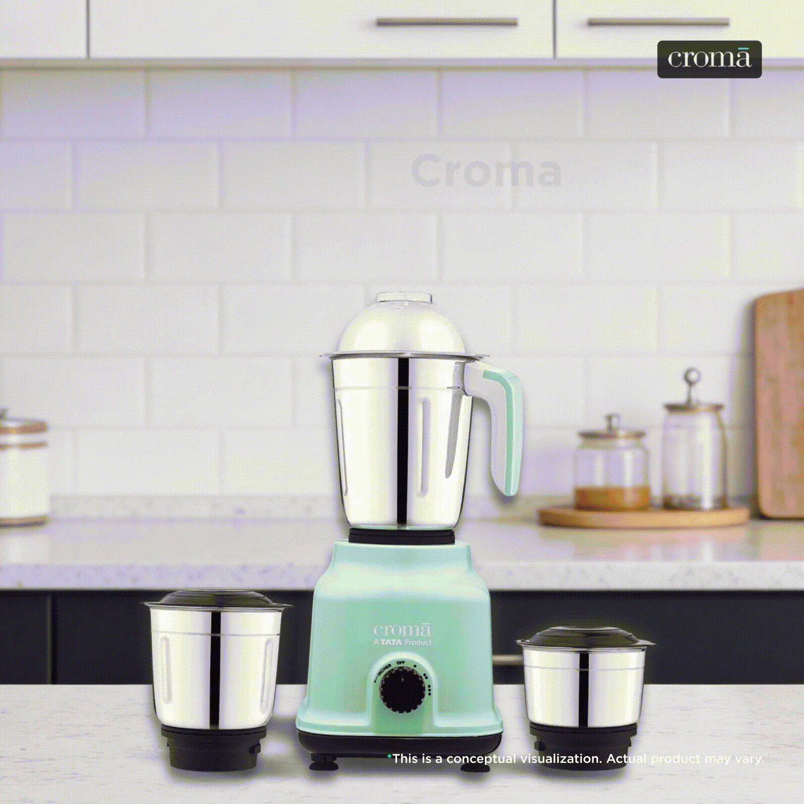 Croma 500 Watt 3 Jars Mixer Grinder (19000 RPM, Shock Proof Body, Green) Croma 500 Watt 3 Jars Mixer Grinder (19000 RPM, Shock Proof Body, Green)_1