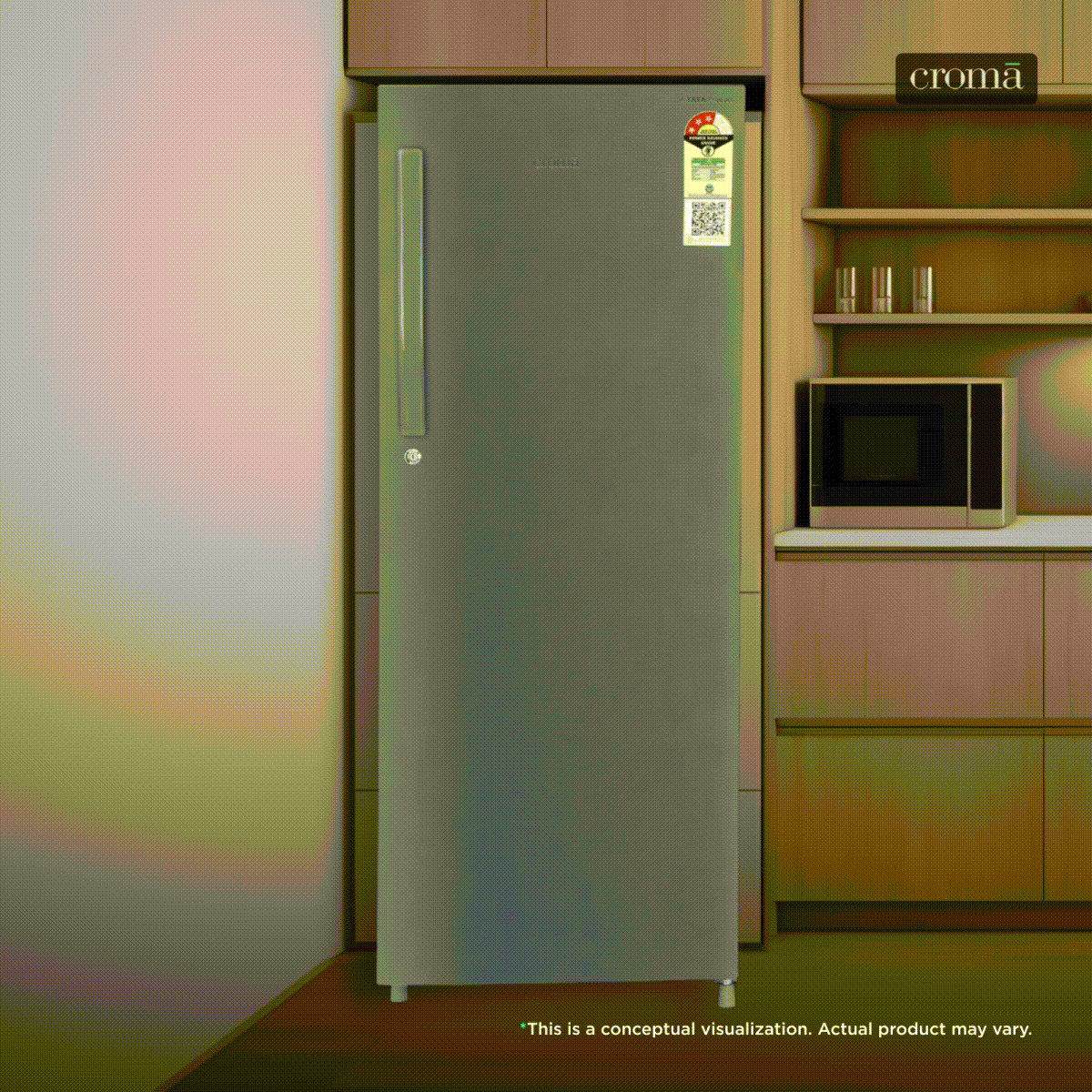 Croma 215 Litres 3 Star Direct Cool Single Door Refrigerator with Anti Fungal Gasket ( Criss Cross Metallic Grey)_1