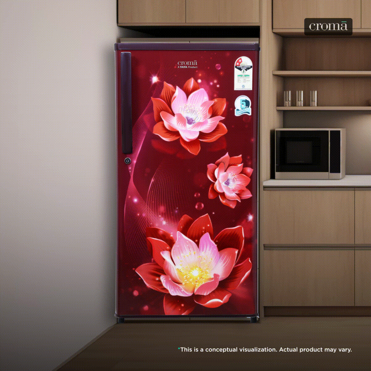 Croma 183 Litres 2 Star Direct Cool Single Door Refrigerator with Anti-Fungal Door Gasket ( Rosalind Wine) Croma 183 Litres 2 Star Direct Cool Single Door Refrigerator with Anti-Fungal Door Gasket ( Rosalind Wine)_1