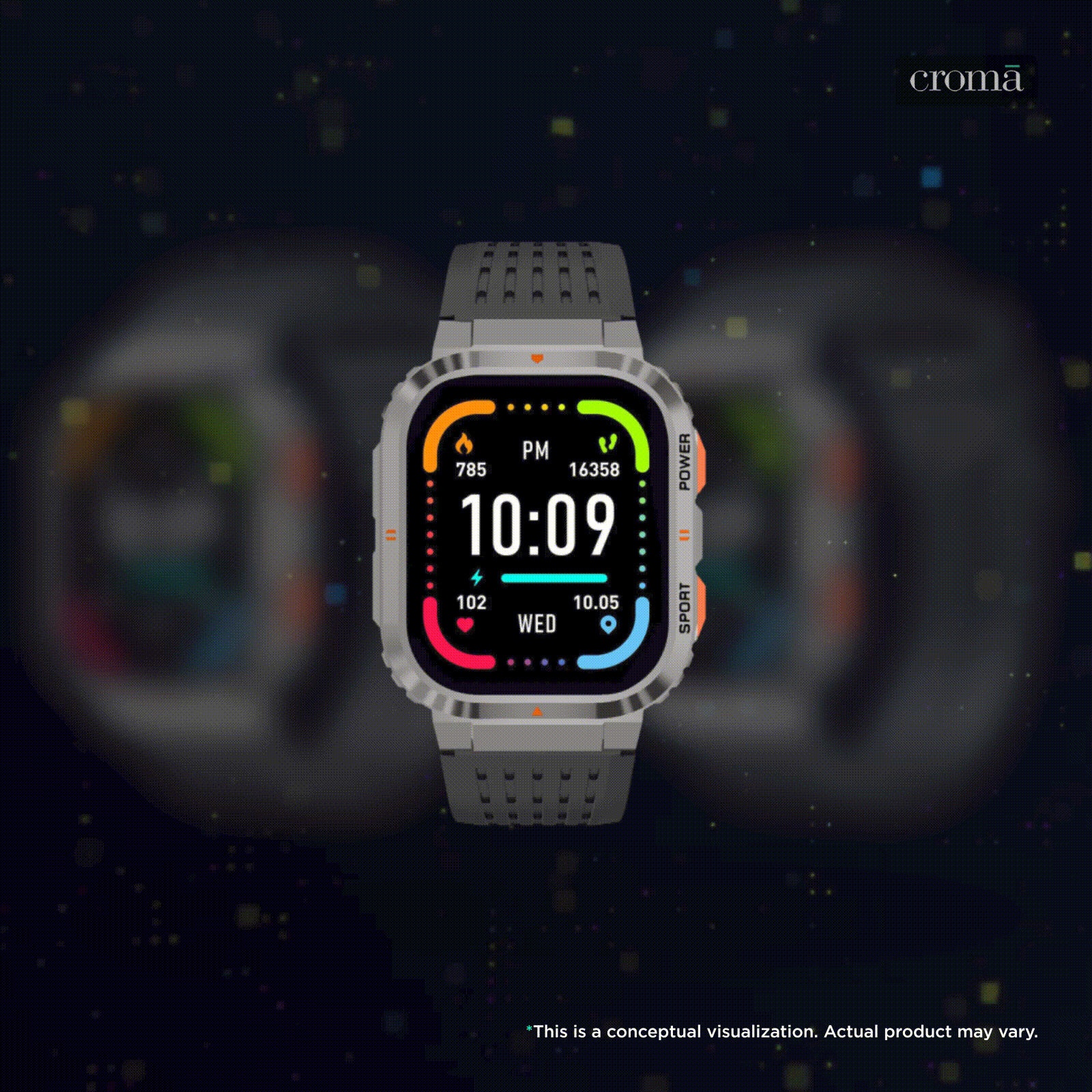 Croma STRIDE LB Smartwatch with Activity Tracker (42mm TFT LCD Display, IP68 Water Resistant, Black Strap)_2