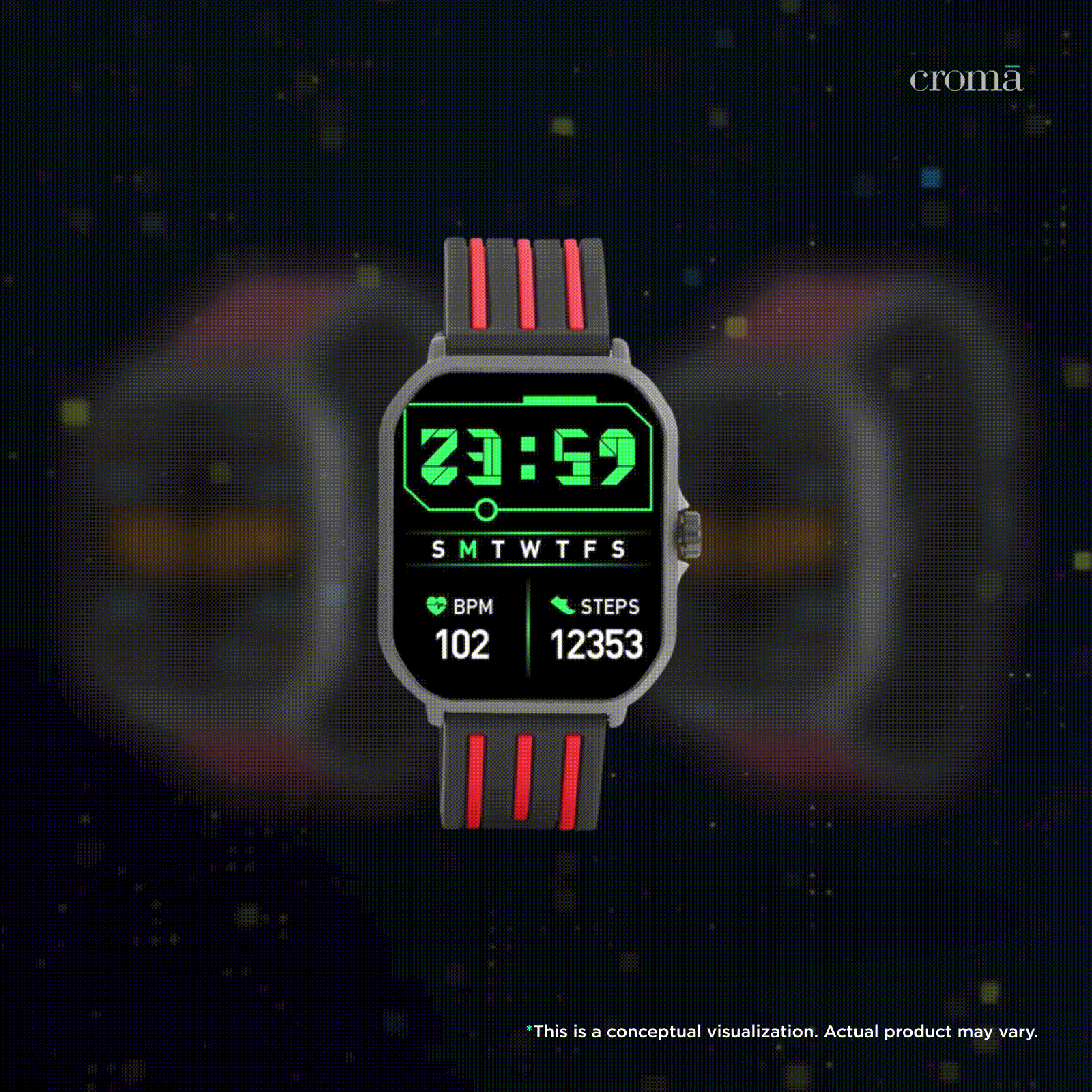 Croma Velocity AW Smartwatch with Bluetooth Calling (49.76mm AMOLED Display, IP68 Water Resistant, Black Strap)_2