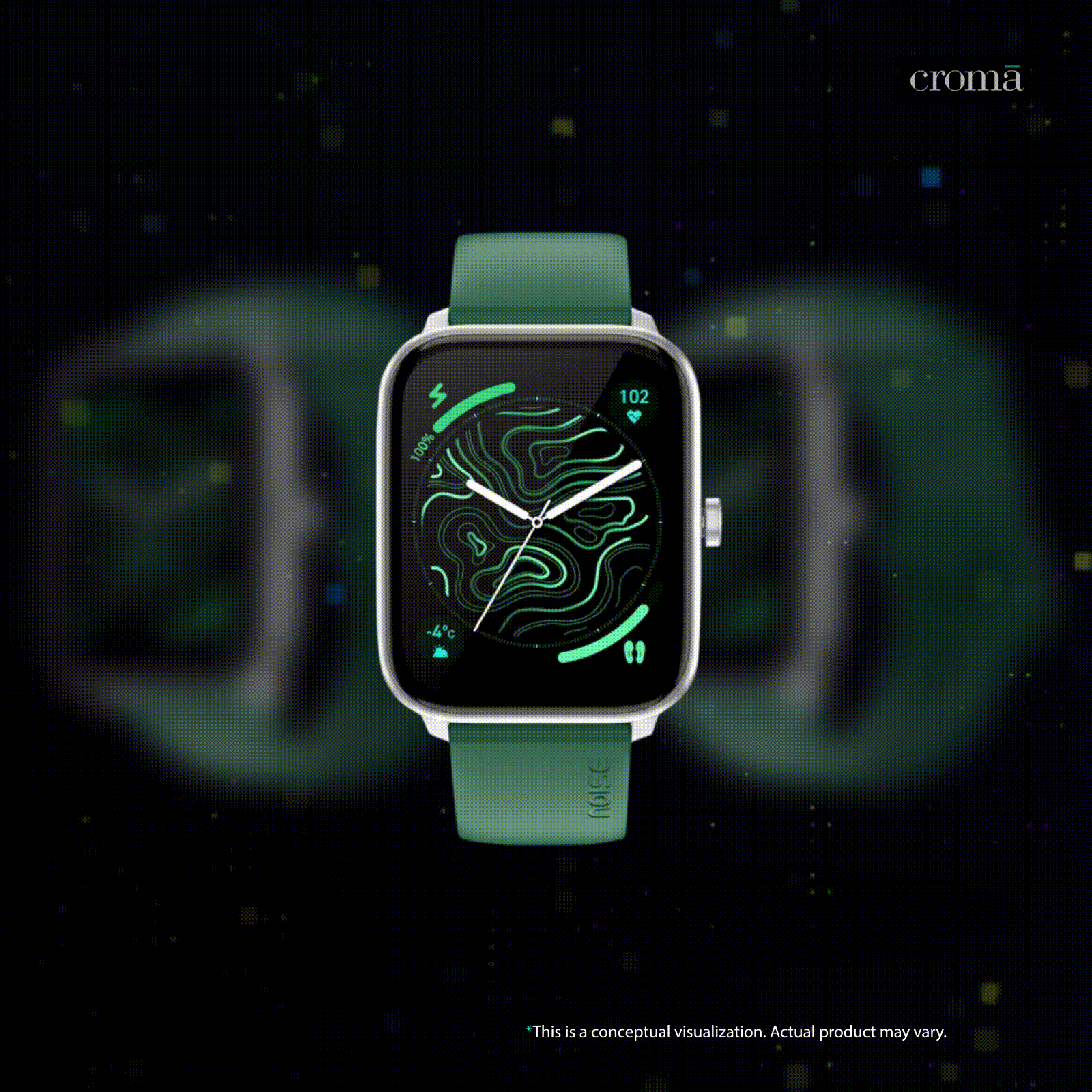 noise ColorFit Pulse 4 Smartwatch with Bluetooth Calling (46.9mm AMOLED Display, IP68 Water Resistant, Forest Green Strap)_2