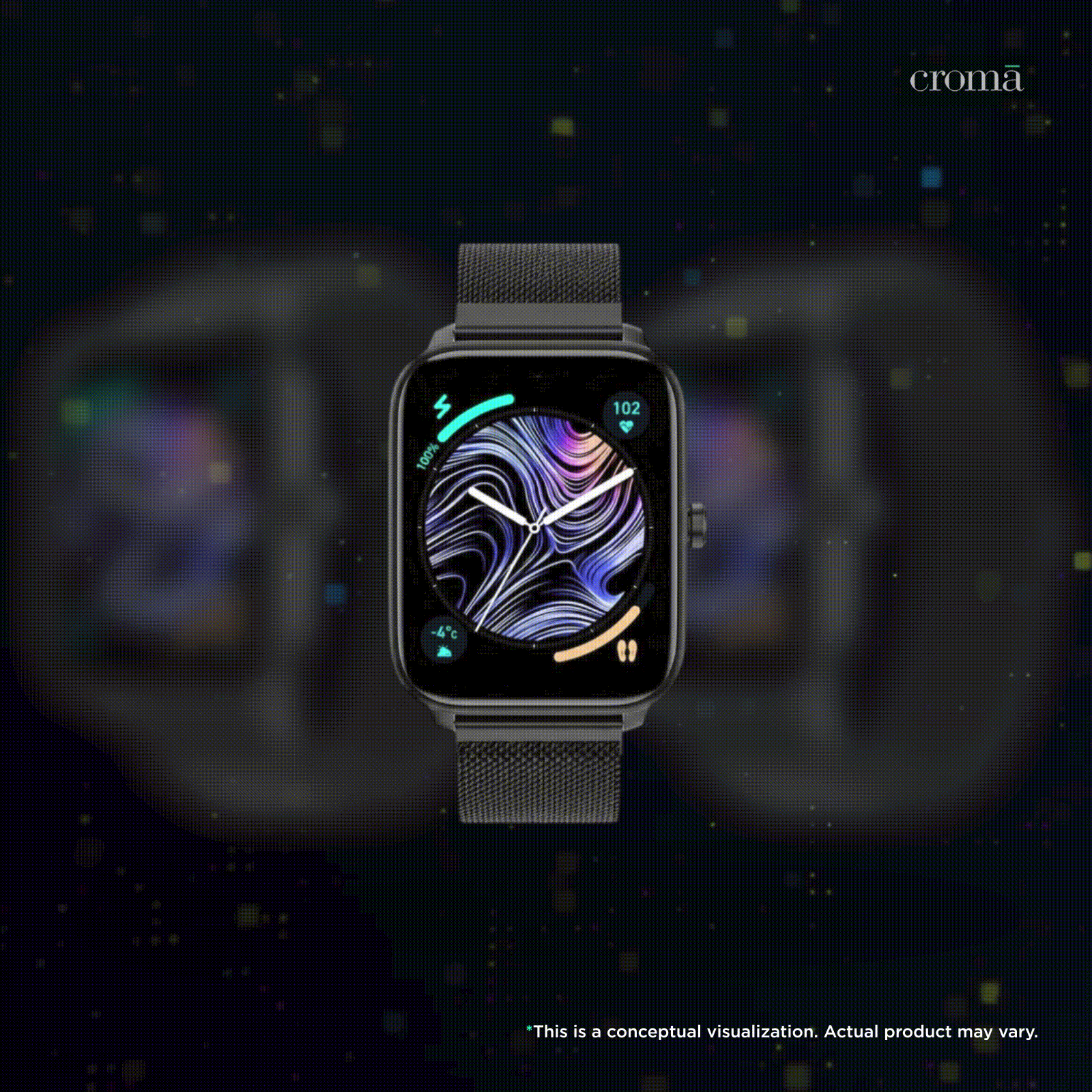 noise ColorFit Pulse 4 Smartwatch with Bluetooth Calling (46.9mm AMOLED Display, IP68 Water Resistant, Black Link Strap) noise ColorFit Pulse 4 Smartwatch with Bluetooth Calling (46.9mm AMOLED Display, IP68 Water Resistant, Black Link Strap)_2