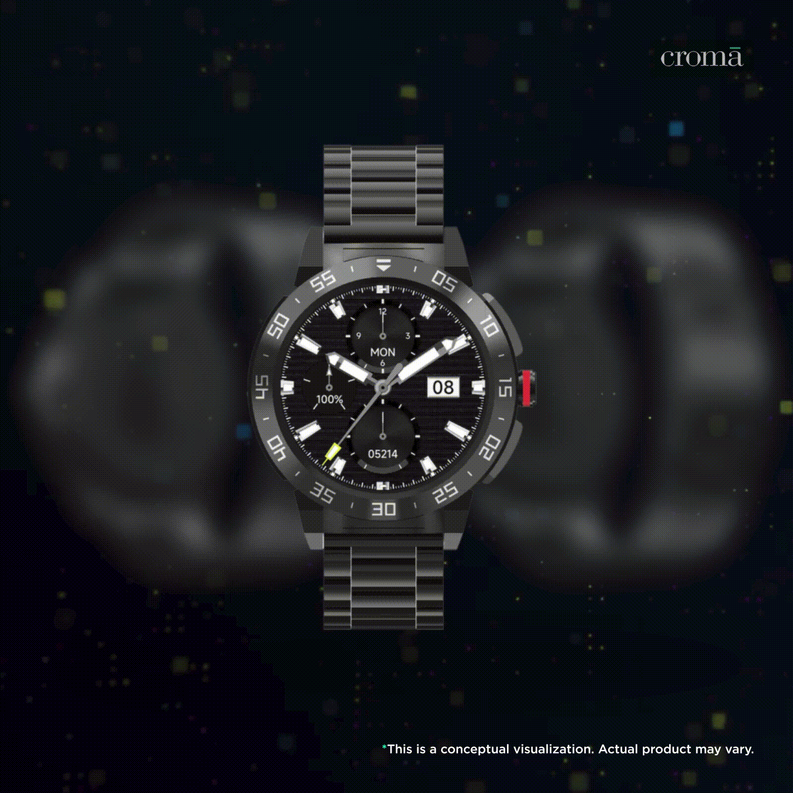 fastrack Magnus FX3 Smartwatch with Bluetooth Calling (37mm UltraVU Display, IP68 Water Resistant, Black Metal Strap)_2