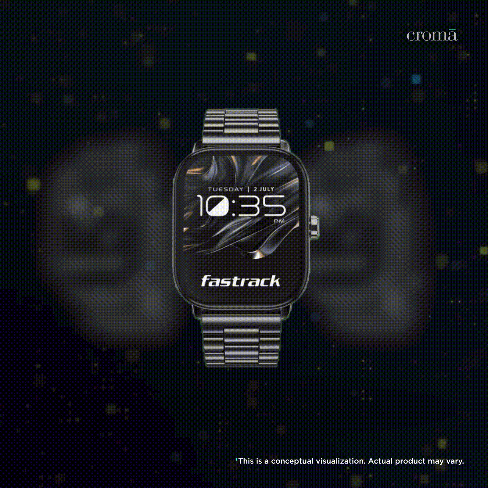 fastrack Radiant FX2 Smartwatch with Bluetooth Calling (51.8mm AMOLED Display, IP68 Water Resistant, Black Metal Strap)_2