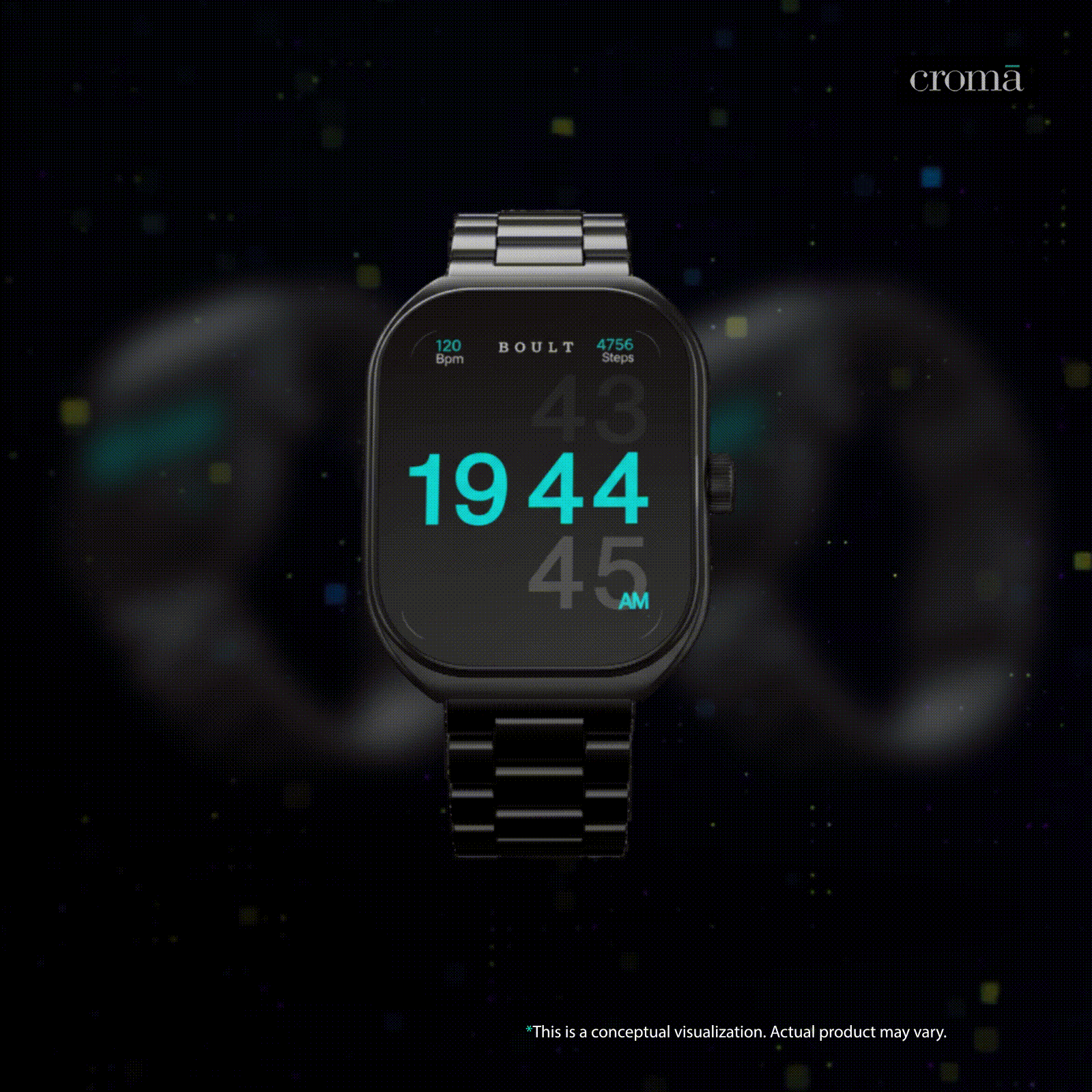 GOBOULT Kliff Bluetooth Calling Android OS Smartwatch (51.05mm HD Display, Drink Water Reminder, Black Metal Strap)_2