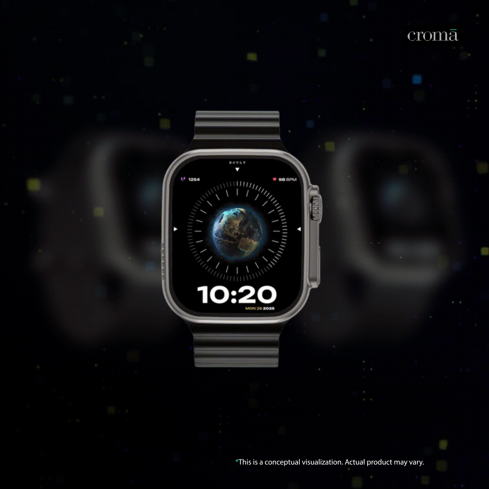 GOBOULT Crown Bluetooth Calling Android OS Smartwatch (49.5mm HD Display, Working Crown, Black Strap)_2