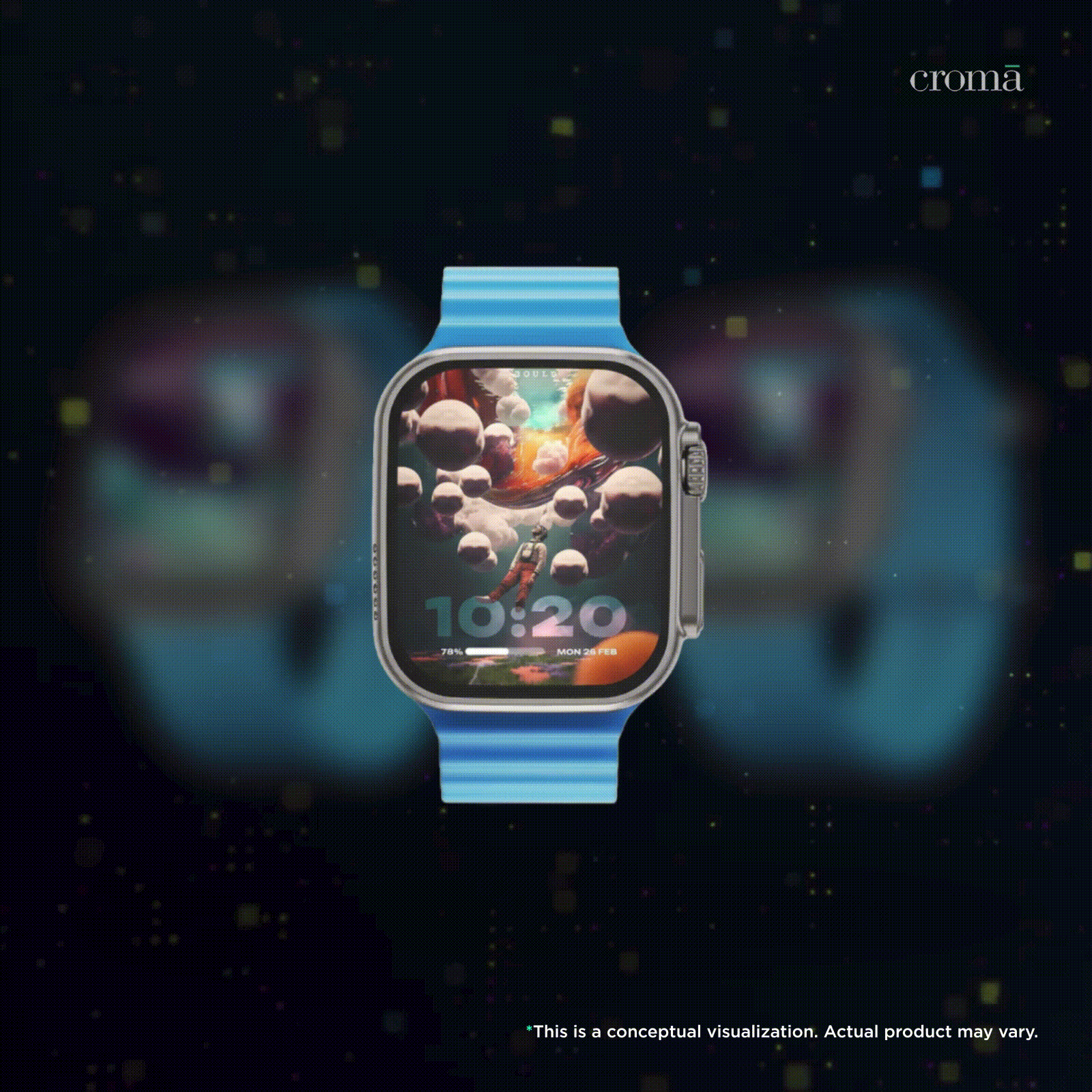 GOBOULT Crown Bluetooth Calling Android OS Smartwatch (49.5mm HD Display, Working Crown, Blue Strap)_2