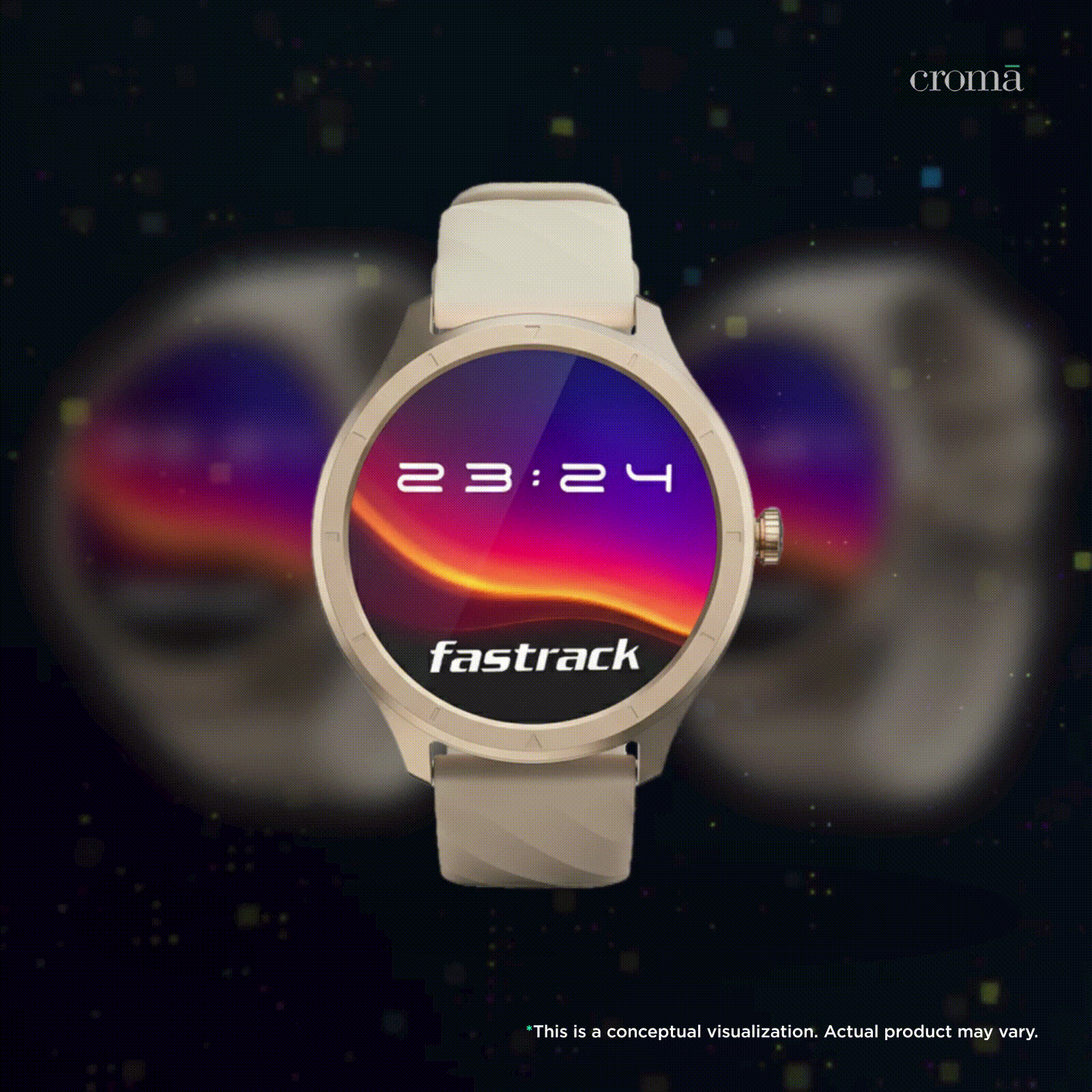fastrack Revoltt FR2 Smartwatch with Bluetooth Calling (35mm UltraVU TFT Display, IP68 Water Resistant, Beige Strap)_2