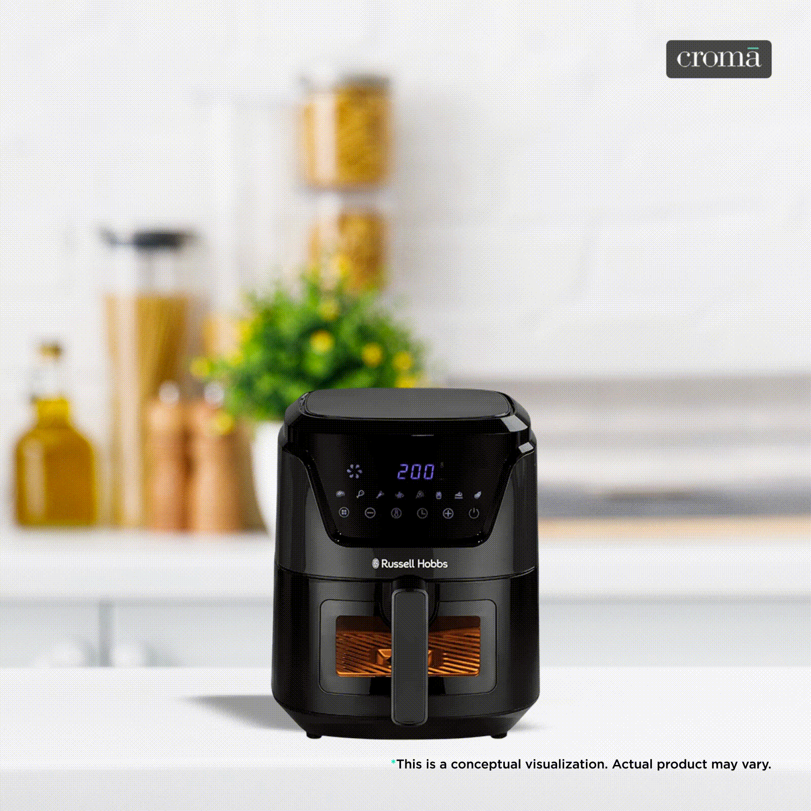 Russell Hobbs Sizzle Air 5.5L 1350 Watt Air Fryer with 8-in-1 Pre-Set Programs (Black)_1