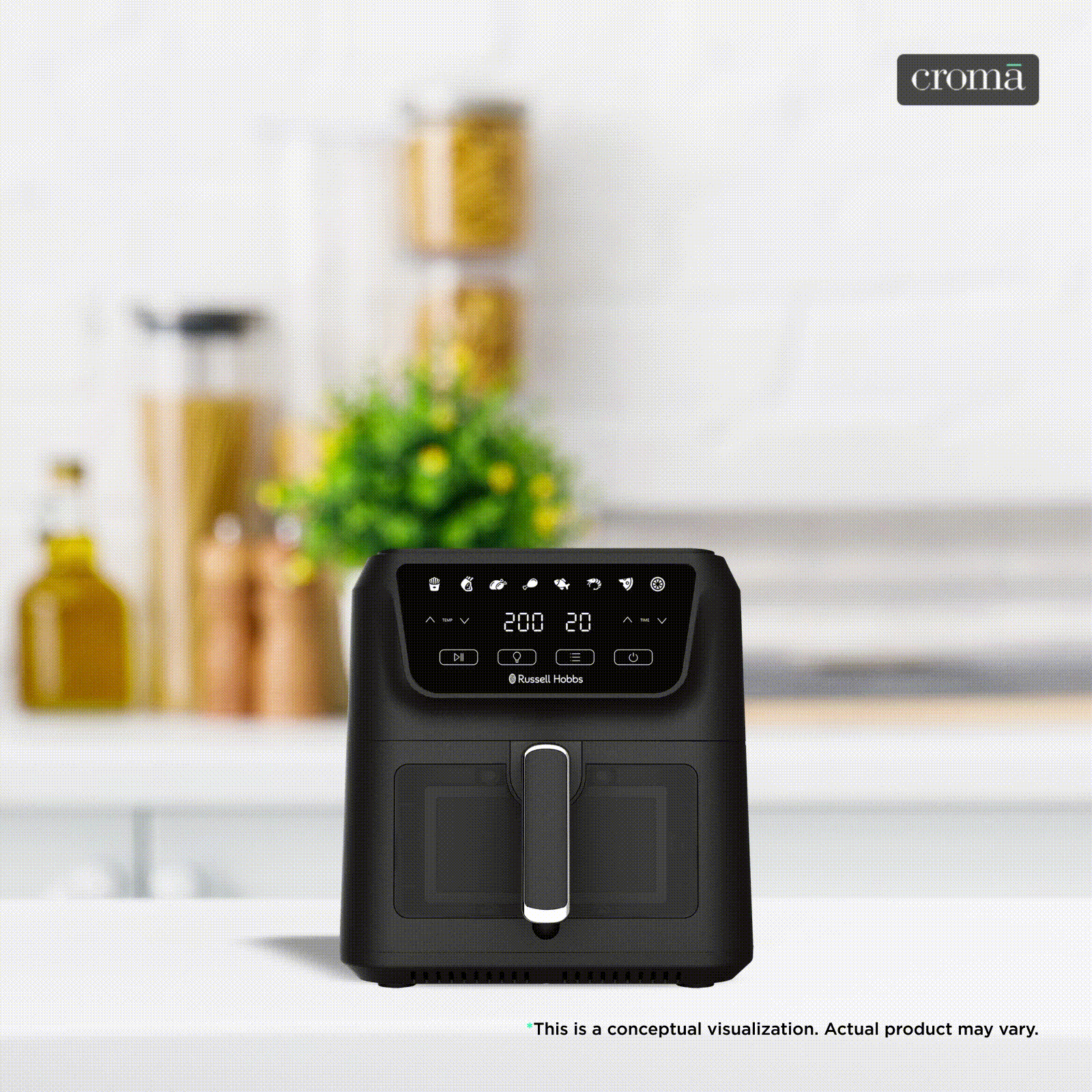 Russell Hobbs Sizzle Air 8L 1700 Watt Air Fryer with 8-in-1 Pre-Set Programs (Black)_2