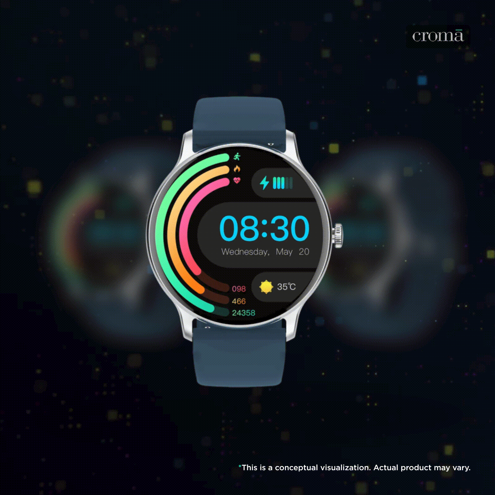 noise NoiseFit Twist Go Smartwatch with Bluetooth Calling (35.30mm, TFT Display, IP67 Water Resistant, Silver Blue)_2