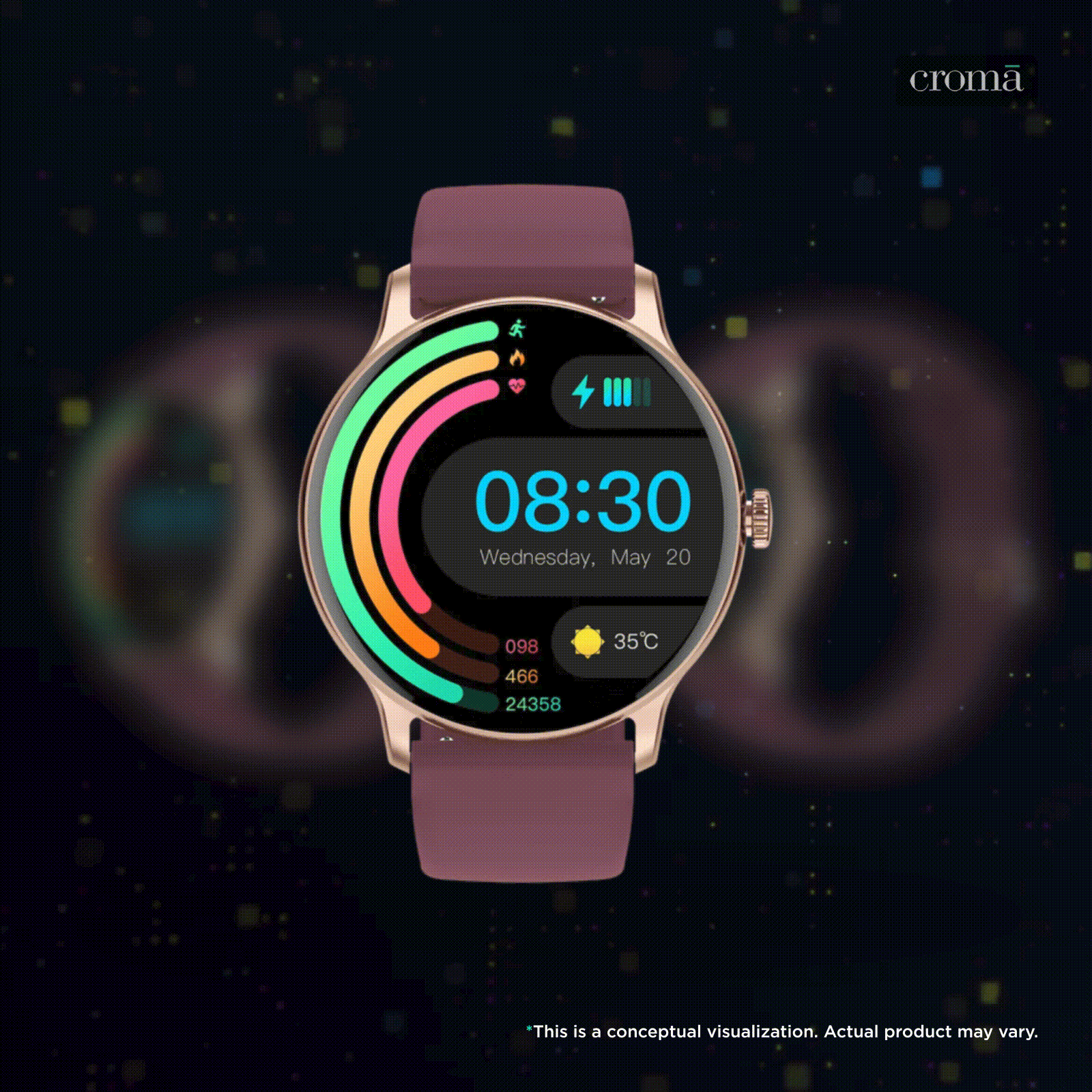 noise NoiseFit Twist Go Smartwatch with Bluetooth Calling (35.30mm, TFT Display, IP67 Water Resistant, Gold Wine)_2