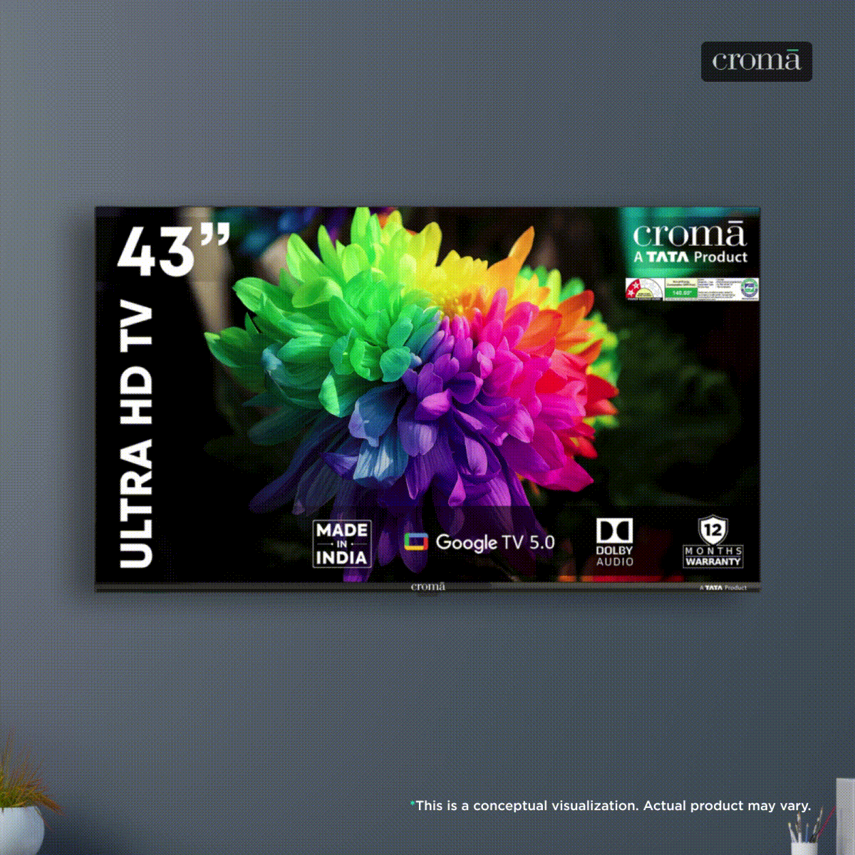 Croma 109.22 cm (43 inch) LED 4K Ultra HD Smart Google TV 5.0 with Dolby Audio (2025 model) Croma 109.22 cm (43 inch) LED 4K Ultra HD Smart Google TV 5.0 with Dolby Audio (2025 model)_1