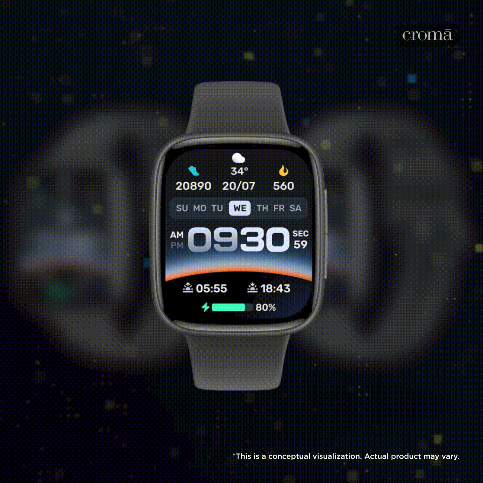 Croma Velocity S1 Smartwatch with Bluetooth Calling (47mm AMOLED Display, IP68 Water Resistant, Black Strap)_2