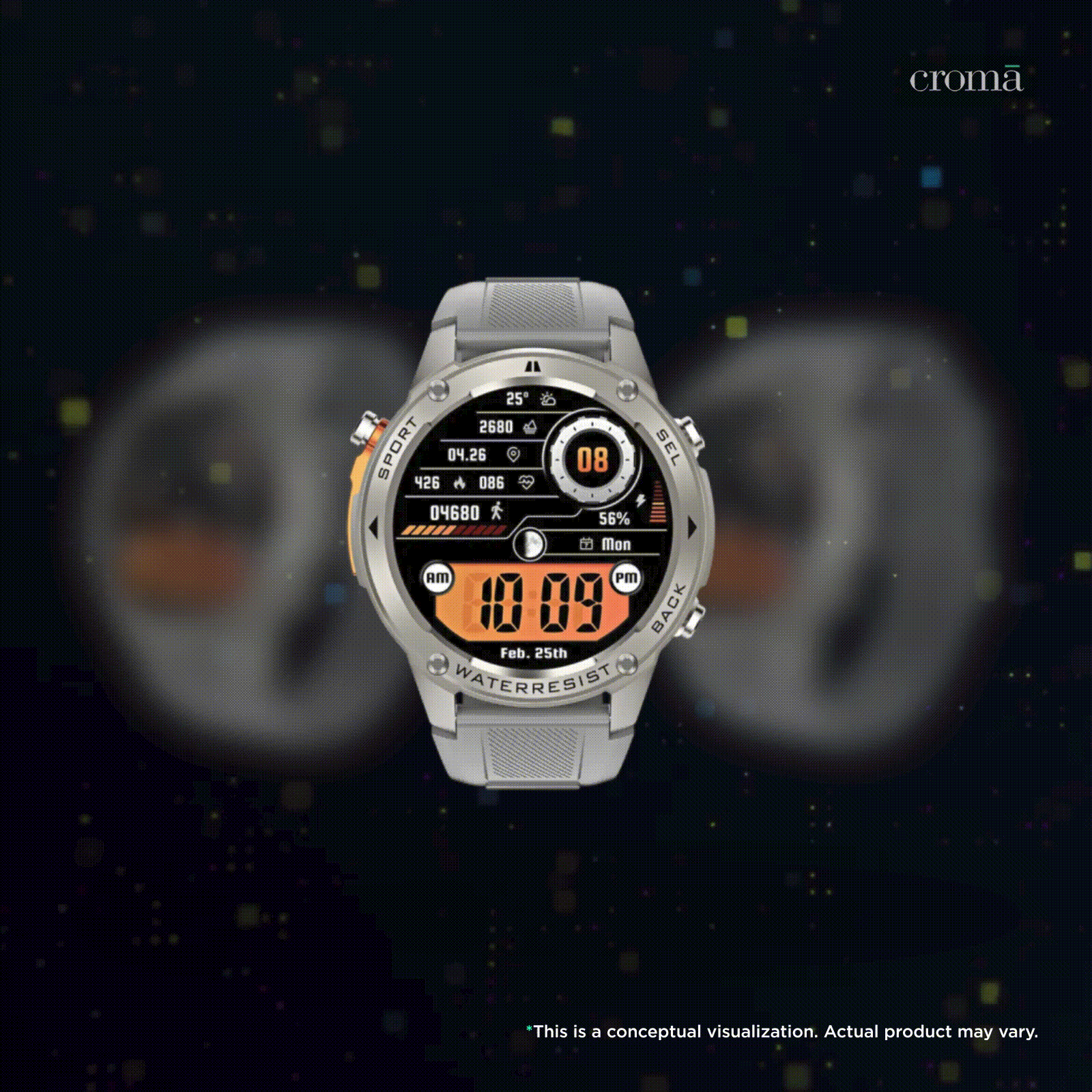 Croma Velocity X1 Smartwatch with Dual Band GPS (36.3mm AMOLED Display, 50M Water Resistant, Grey Strap)_2