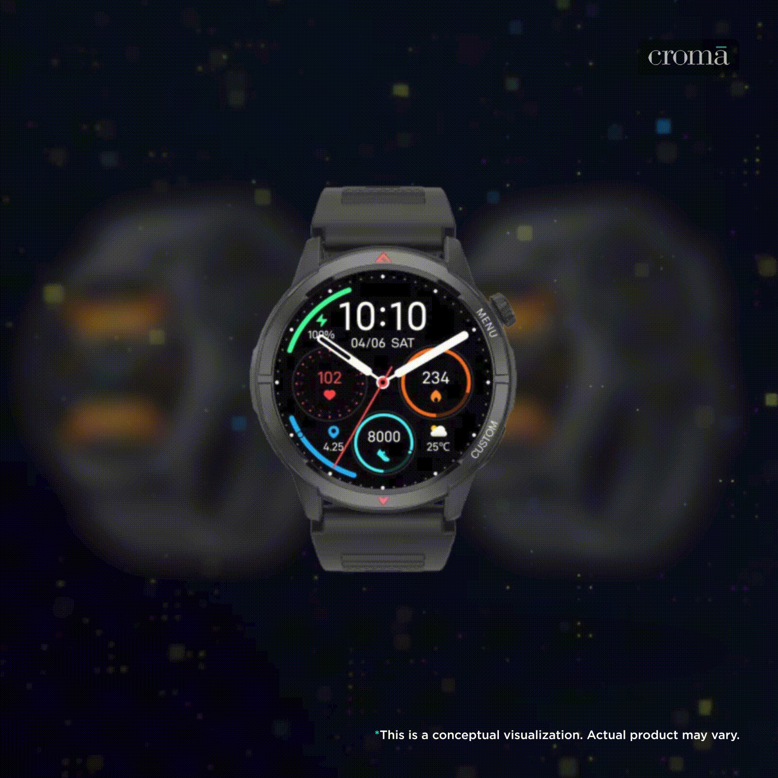 noise NoiseFit Endeavour 2 Smartwatch with Bluetooth Calling (37.08mm AMOLED Display, 5 ATM Water Resistant, Jet Black Strap)_2